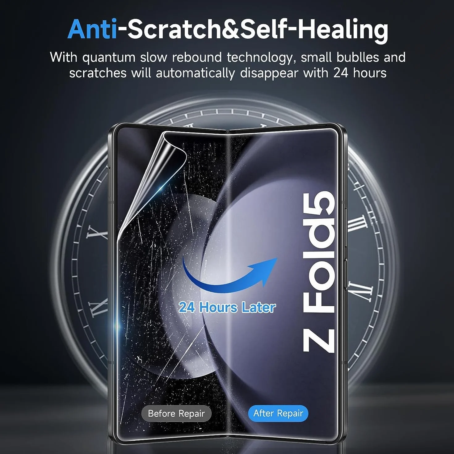 2 x ochrona ekranu ze szkła hartowanego do Samsung Galaxy Z Fold 5+, 2 x wewnętrzna miękka folia chroniąca prywatność, 2 x osłona obiektywu aparatu + 2 x folia boczna [odporna na zarysowania] [bez