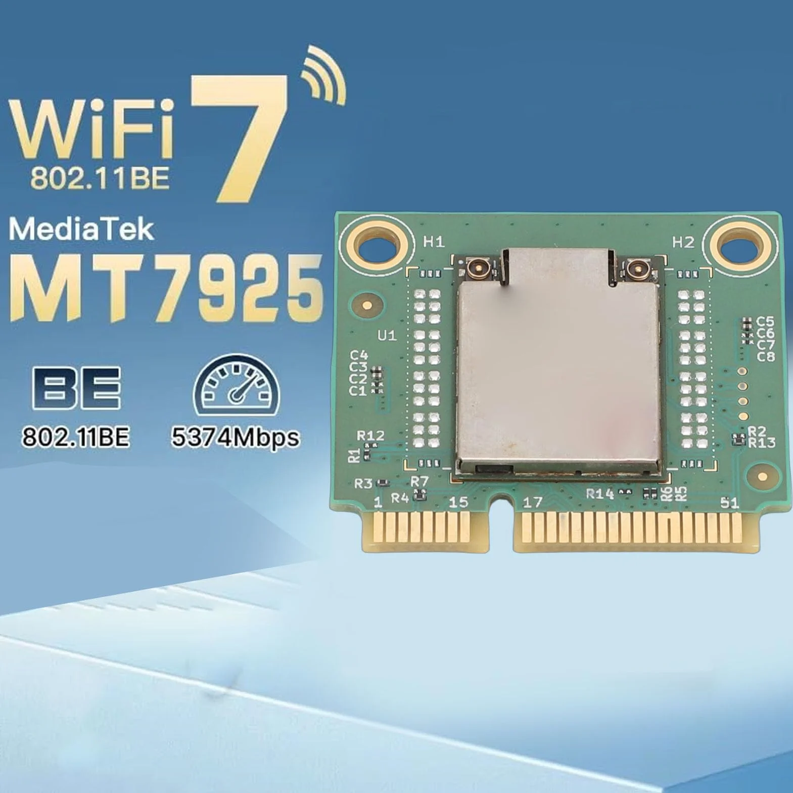 MT7925 Karta Bezprzewodowa WiFi 7 Mini PCIe, Trójzakresowa Karta Sieciowa 5400 Mbps z Bluetooth 5.3, WPA4, OFDMA MU MIMO, do Laptopa z Systemem 10/11