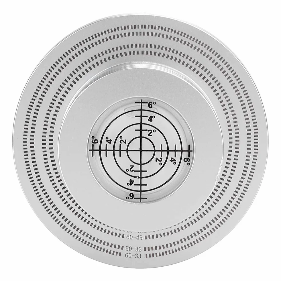 Stabilizator wagi płyty LP, zacisk talerzowy gramofonu z precyzyjnym gradientem, całkowicie aluminiowy stabilizator do płyt 33 obr./min/45 obr./min, miękka podkładka bazowa zmniejsza wibracje i chroni