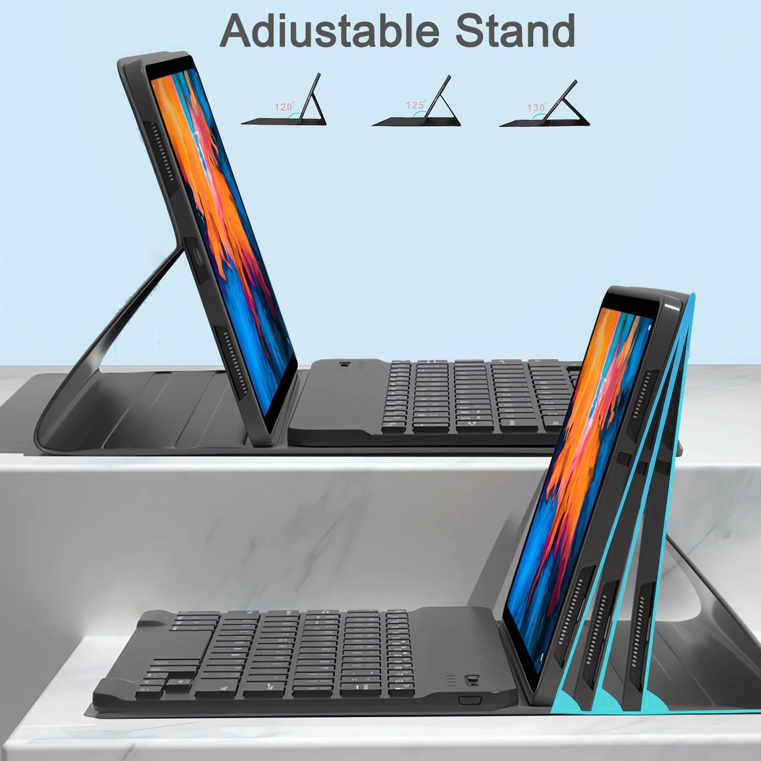 Etui na klawiaturę z myszą do Xiaomi Pad 6/Pad 6 Pro 11 cali z 2023 r., 7 kolorów podświetlanej bezprzewodowej klawiatury Bluetooth, magnetycznie odłączanej klawiatury, lekkie etui Folio,Black