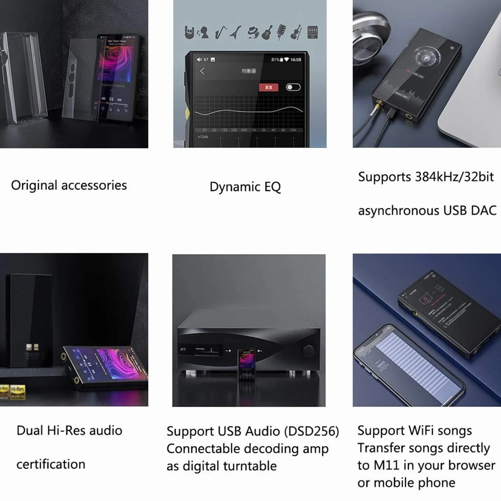 oneforus M11 Przenośna dwukierunkowa sieć Bluetooth HiFi MP3 bezstratna muzyka 4.4 Balance DSD dekodowanie flagowy odtwarzacz czarny