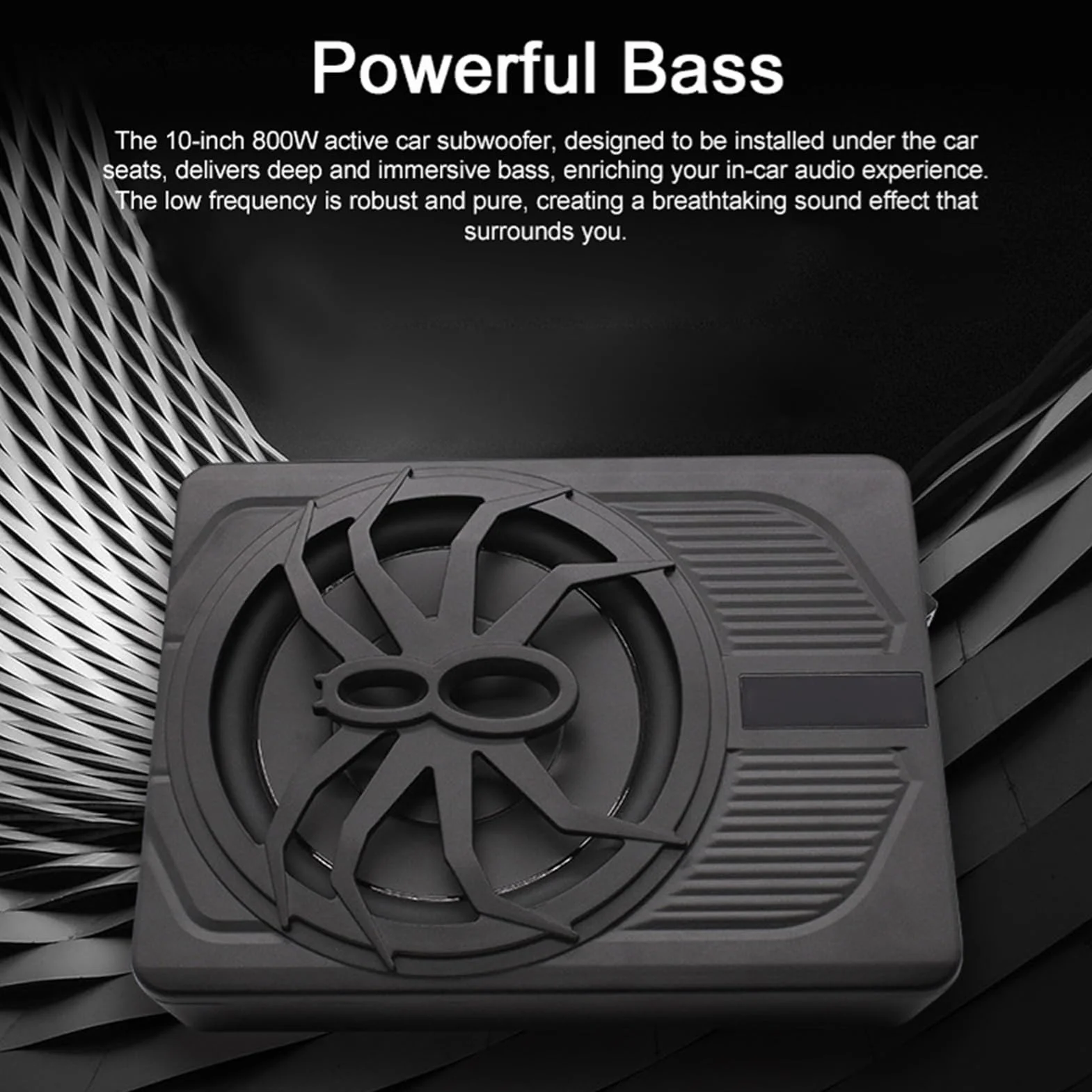 Akozon Subwoofer samochodowy o dużej mocy, 800 W, aktywny subwoofer, wbudowany wzmacniacz z regulatorem głośności, niebieskie światło LED do samochodów ciężarowych, SUV-ów, kamperów, 25 cm