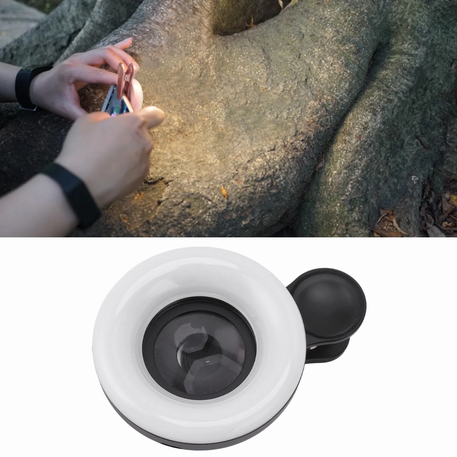 Obiektyw Makro 15X z lampą pierścieniową Mini Clip do aparatu telefonicznego 2800-6500K