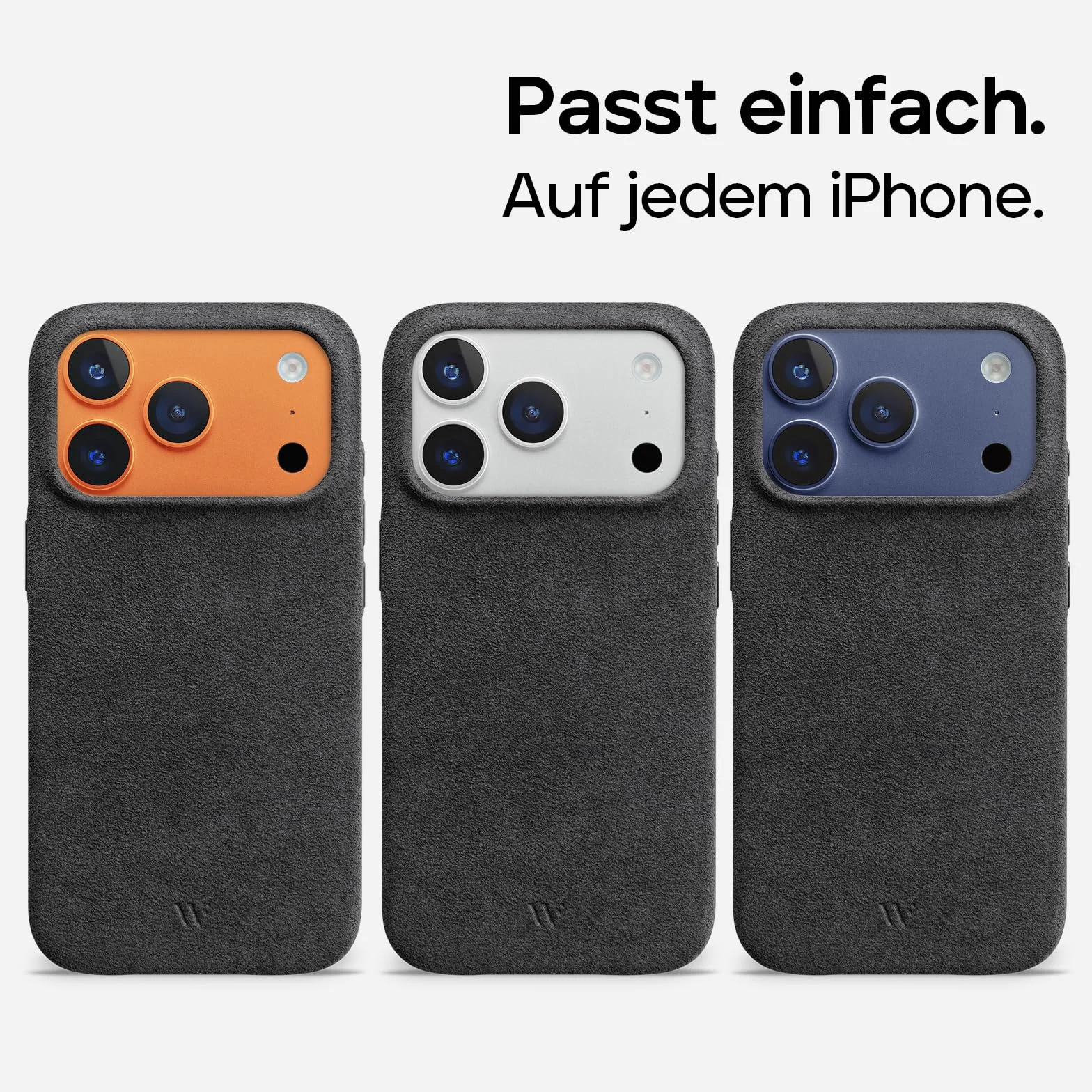WIIUKA Etui do iPhone 17 Pro, oryginalne Alcantara, ręcznie wykonane, ochrona 360°, wyjątkowo smukłe, etui na telefon komórkowy, etui, Qi, alternatywa dla skóry, skiin VL Alcantara, Mystery Grey