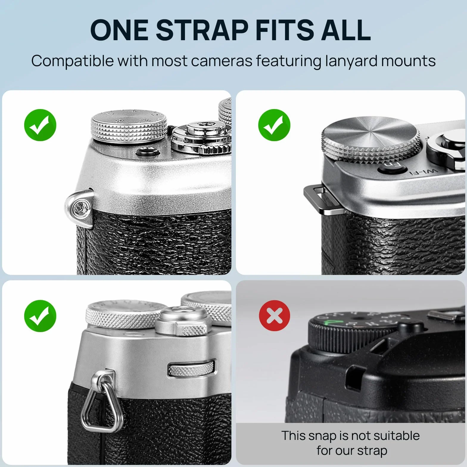 MoKo Camera Strap, 100cm Neck & Shoulder Rope Camera Straps for Photographers, Wear-resistant Lightweight Nylon Climbing Rope with Metal O-Ring for Canon Sony Nikon Fuji DSLR, Green