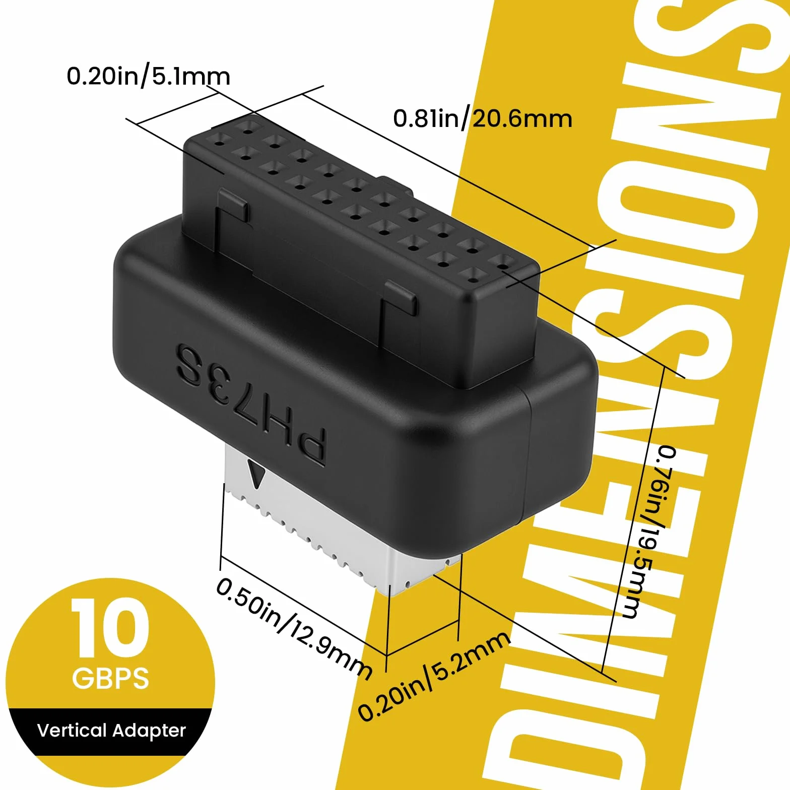 Adapter USB 3.2 Gen 1 na USB 3.2 Gen 2, wewnętrzny pionowy adapter USB na panel przedni do płyty głównej PC 19-pinowy USB 3.0 na typ E/USB C (2 szt.)