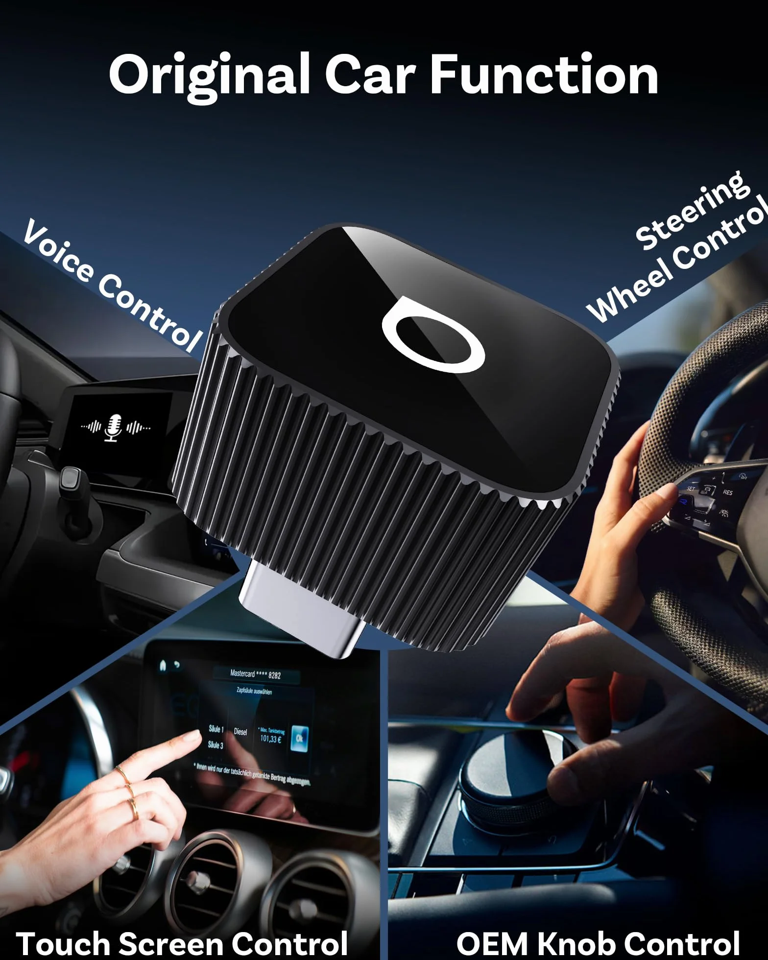 OTTOCAST Mini Slim 2026, bezprzewodowy adapter CarPlay i Android Auto Adapter, przewodowy CarPlay i Android Auto do bezprzewodowego, szybkie automatyczne połączenie, kompaktowy klucz USB C, czarna