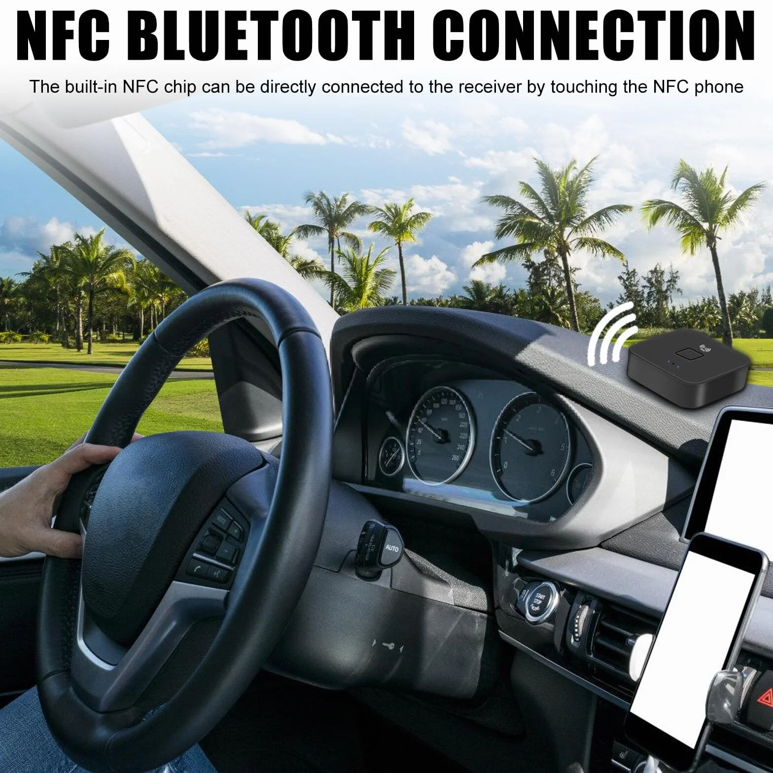NFC odbiornik Bluetooth 5.0, adapter audio Bluetooth do systemu stereo, HiFi bezprzewodowy adapter audio, odbiornik z gniazdem AUX 3,5 mm AUX cinch do produktów cyfrowych z funkcją Bluetooth/NFC
