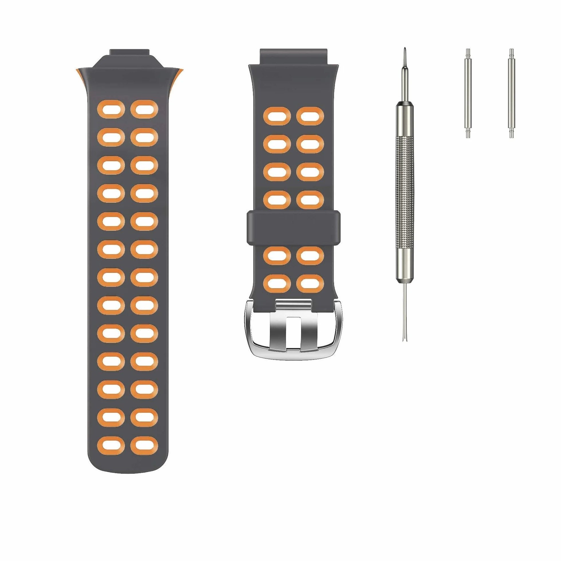 Pasek do zegarka Garmin Forerunner 310XT, miękki silikonowy pasek do zegarka, zamiennik do smartwatcha Forerunner 310XT, szaro-pomarańczowy