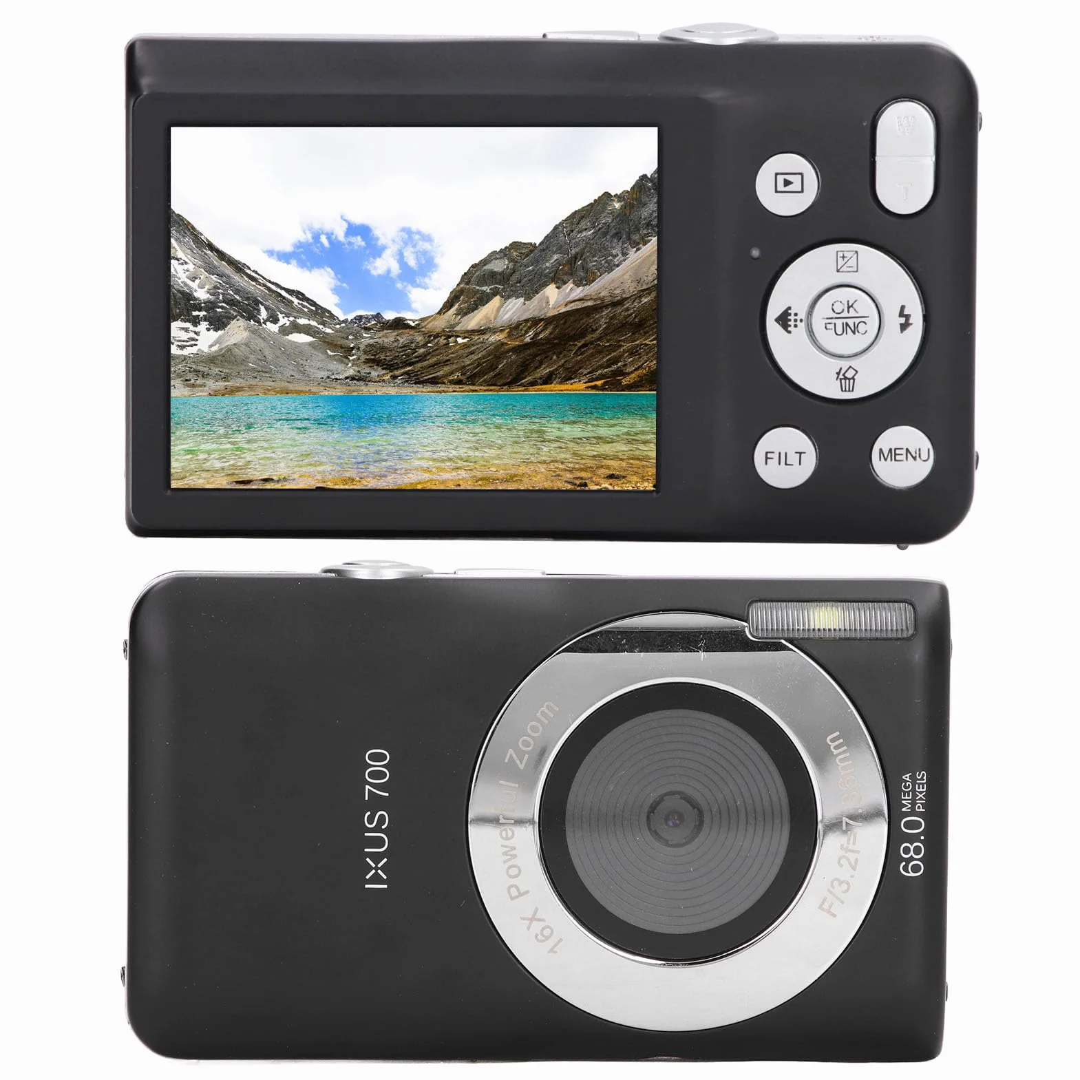 Aparat Cyfrowy, Wejście na Ekran 2,7 Cala Przenośna Kamera Podróżna, 8K 68 MP 16-krotny Zoom Czasowy Fotografowanie Kompaktowy Aparat Cyfrowy, 750 MAh, dla Chłopców Dziewcząt