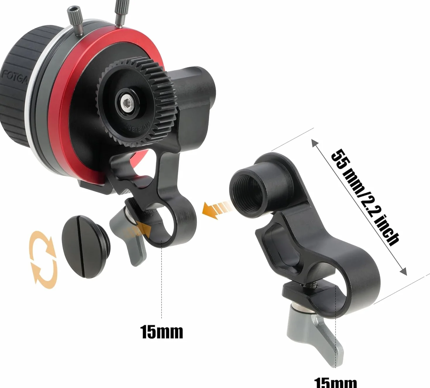 Hersmay Metal Mini Follow Focus z A/B Stops Aparat Podejście Dźwignia Kompatybilny 15 mm Rod Rig Amortyzacja No-Slip Handrad dla DSLR Kamera Kamera Klatka Rig