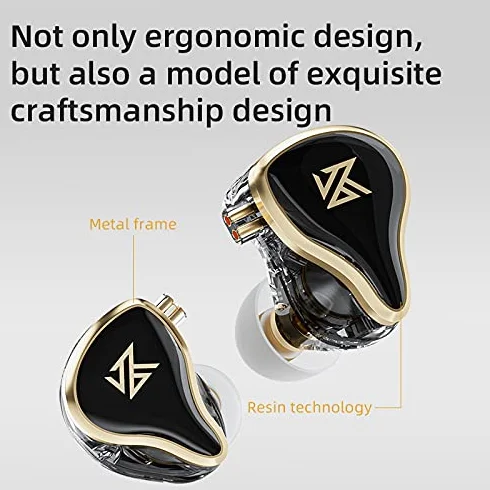 Linsoul KZ ZAS 7BA+1DD monitor douszny, słuchawki douszne HiFi Bas, słuchawki douszne do gier, hybrydowe słuchawki IEM z wbudowanym odłączanym kablem, dla muzyków audiofilskich (czarne, bez mikrofonu)
