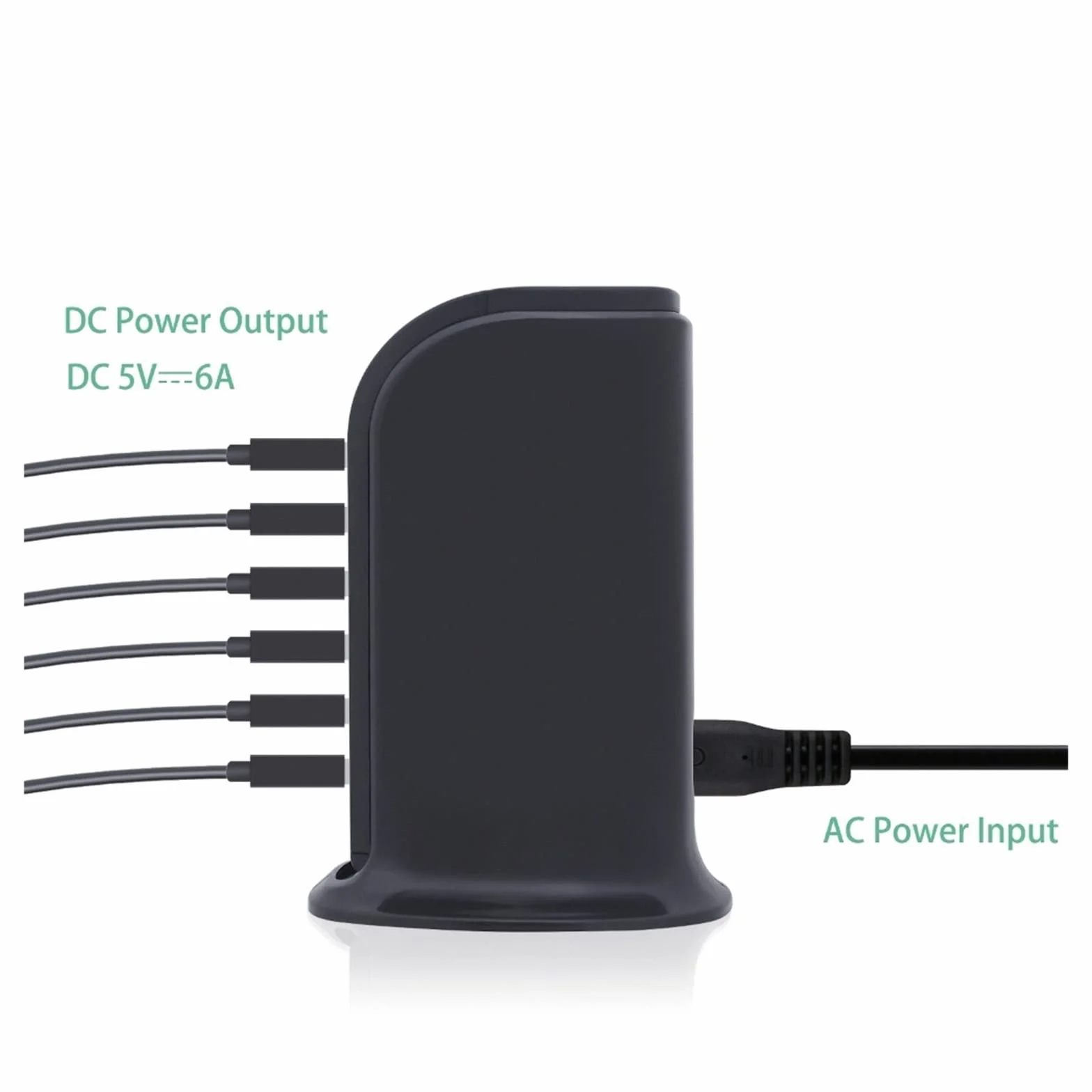 30W 6A wieloportowa ładowarka do telefonu komórkowego 5V uniwersalna stacja ładująca zasilacz stacjonarny ładowarka USB ładowarka szybkiego ładowania(Nero)