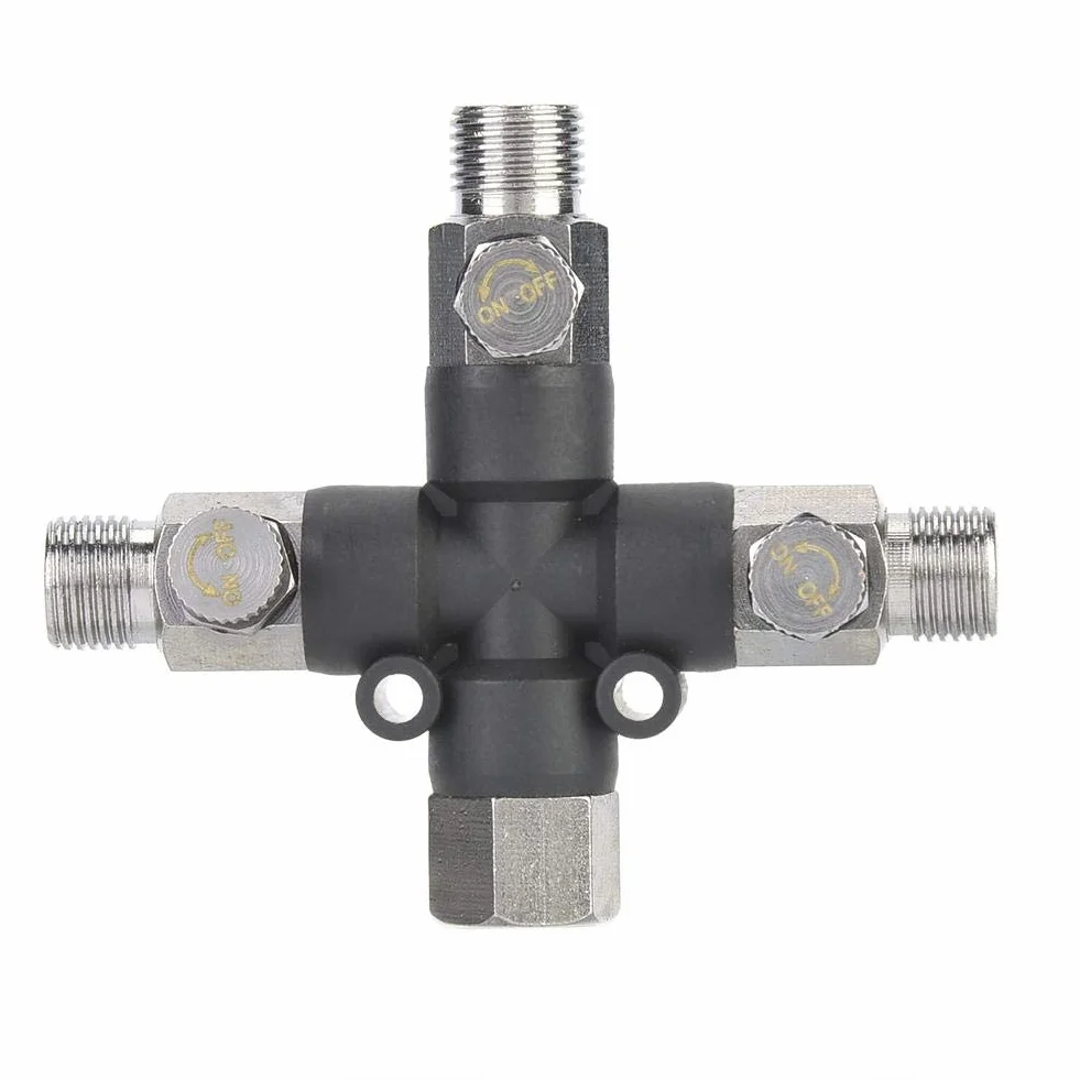 Zerodis Rozdzielacz 1/8 Airbrush 3-drożny metalowy rozdzielacz węża powietrza z zaworem nastawczym