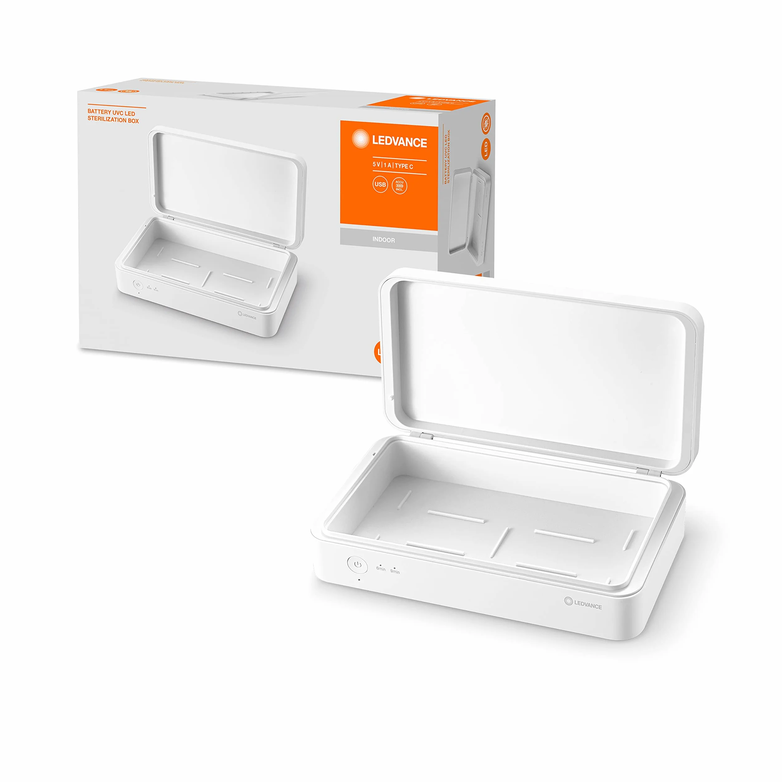 LEDVANCE Oprawa oświetleniowa: UVC LED STERILIZATION BOX / 5 W, 5 V, kąt rozsyłu światła: 120°, materiał: acrylonitrile butadiene styrene (abs), IP20