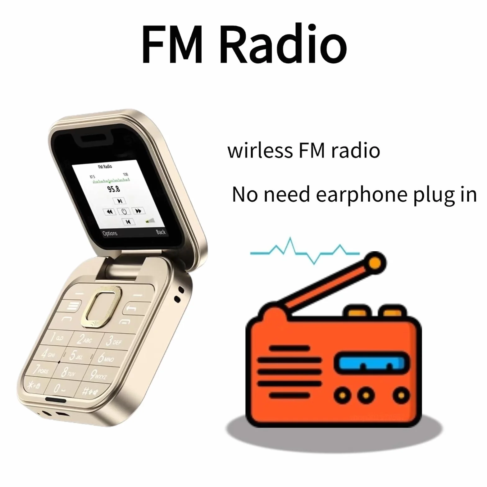 Mini Telefon Komórkowy Z Klapką, Odblokowany, Ekran HD O Przekątnej 1,77 Cala (podwójny Ekran), Latarka LED + Radio FM + Szybkie Wybieranie, Obsługa Dwóch Kart SIM,Black
