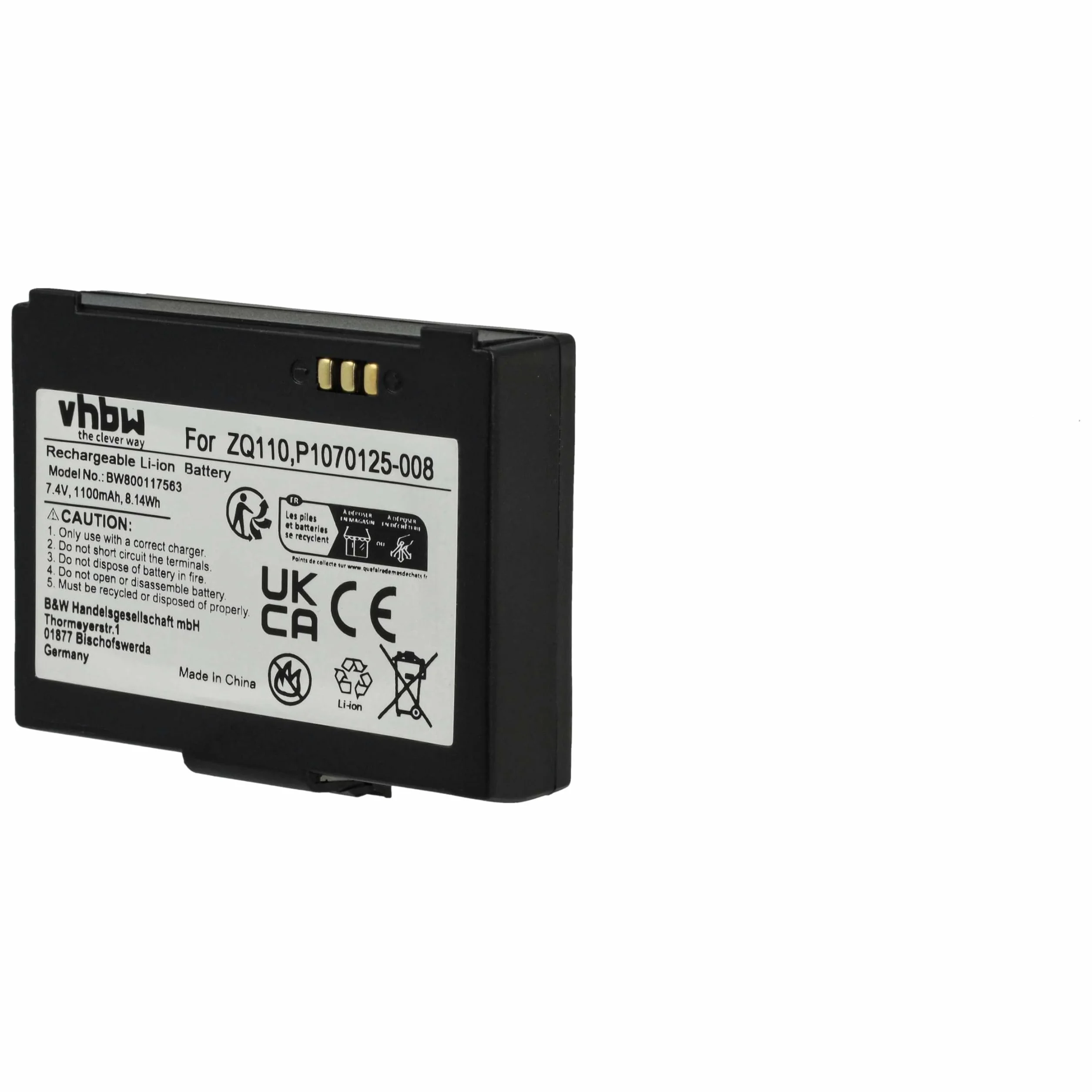 vhbw 2 x akumulator zamienny do Bixolon K409-00007A, PBP-R200 do skanera kodów kreskowych POS (1100 mAh, 7,4 V, litowo-jonowy)