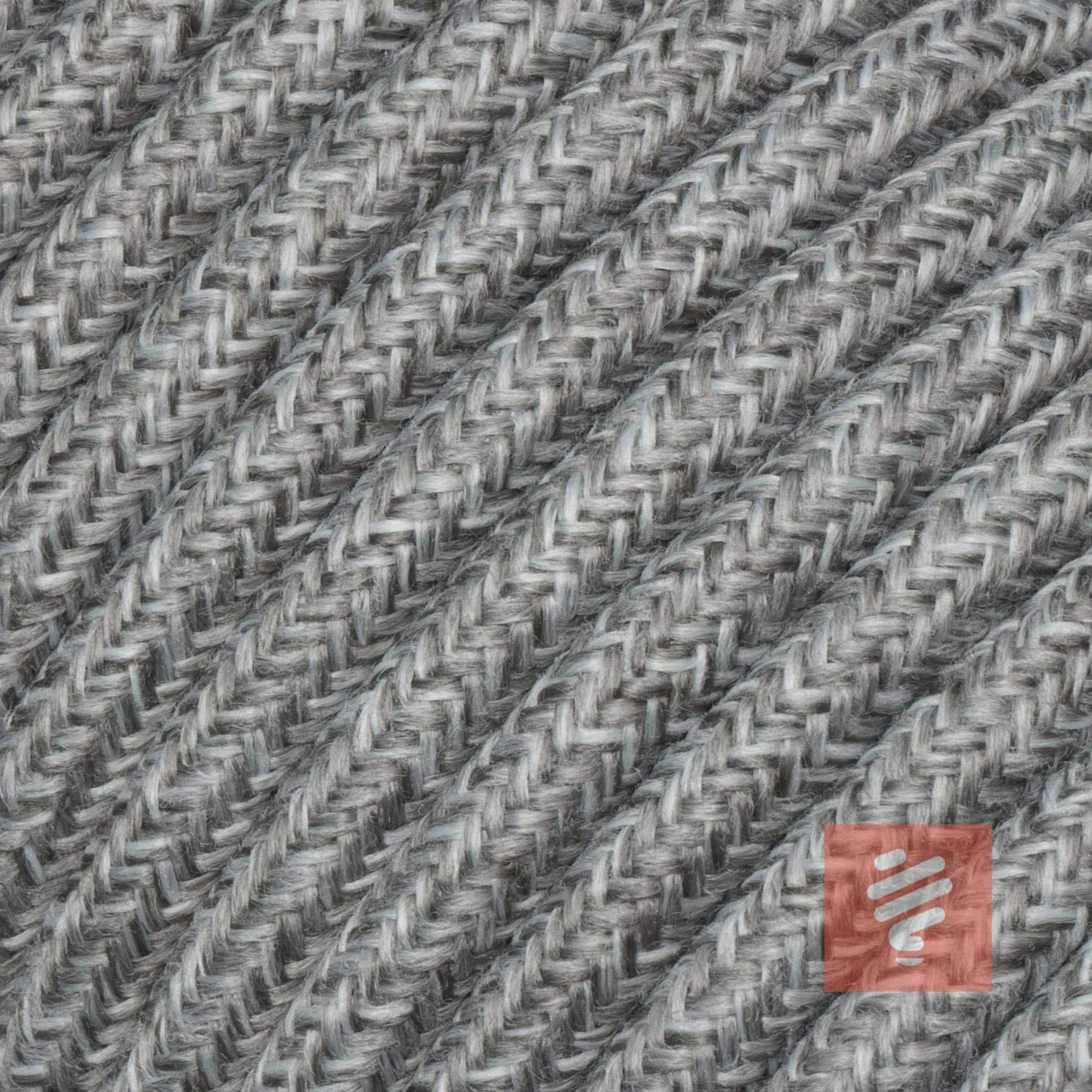 Przedłużacz, Kabel przedłużający, 5 m, szary, tekstylny kabel z wtyczką kątową Schuko i sprzęgłem z duroplastu (wygląd bakelitu)