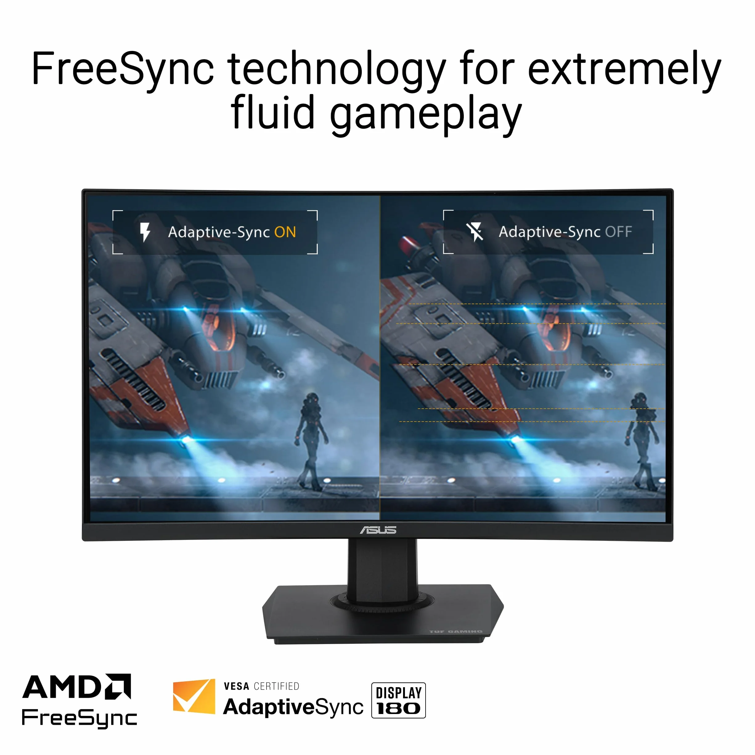 ASUS TUF Gaming 61.0 cm (widoczność 59.9 cm) zakrzywiony monitor (VG24VQER) – FHD, 180 Hz, 1 ms, DCI-P3 90%, synchronizacja rozmycia w ekstremalnie niskim ruchu, FreeSync, Shadow Boost, pielęgnacja