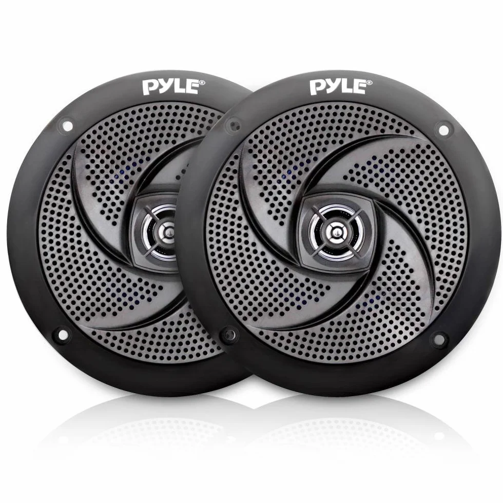 Pyle Marine Speakers 6.5 Inch - 2 Way Waterproof and Weather Resistant Outdoor Audio Stereo Sound System with 240 Watt Power and Low Profile Slim Style - 1 Pair (Black)
