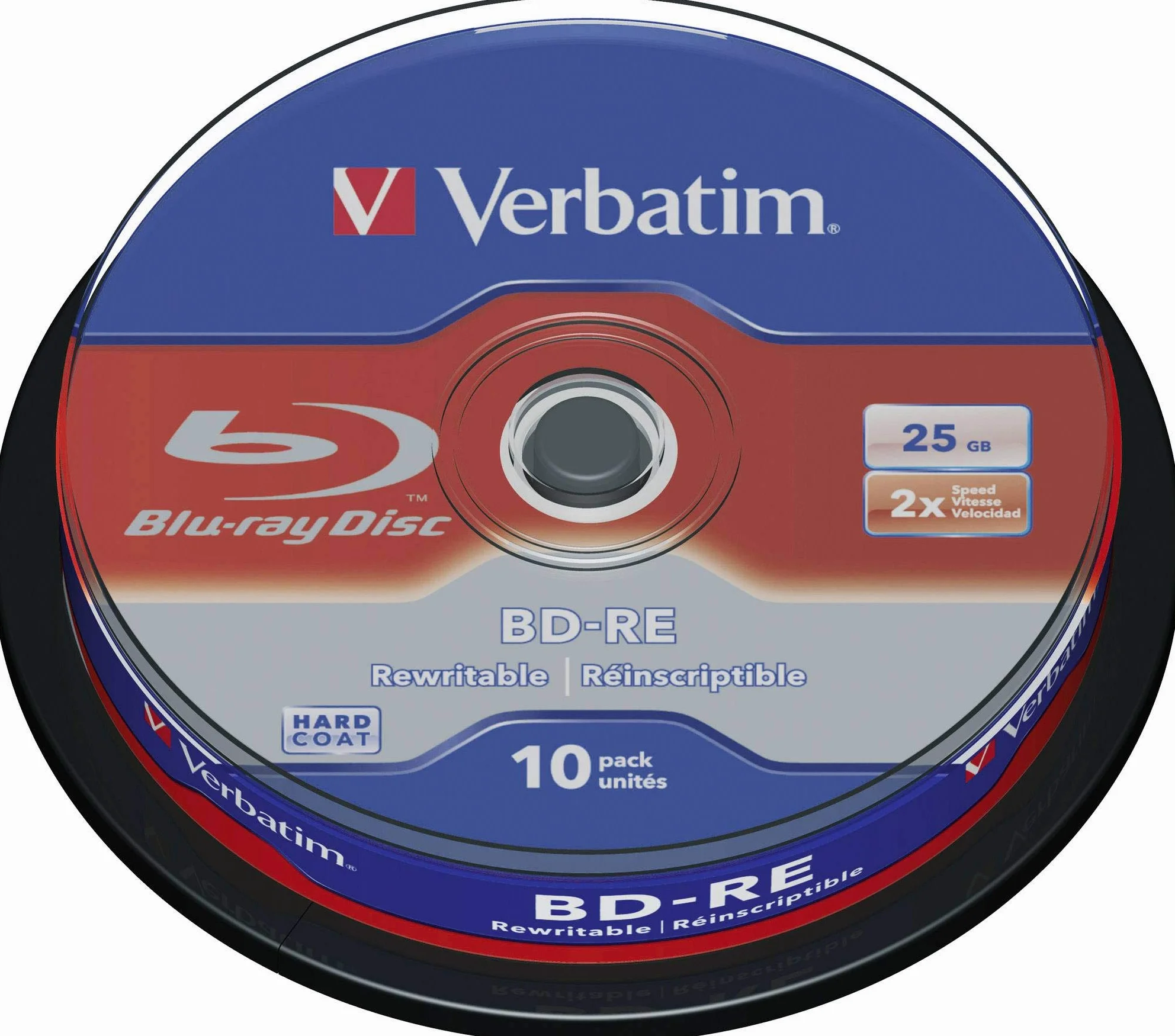 Jednowarstwowe Blu-ray VERBATIM BD-RE 25 GB I Dysk Blu-ray z 2x szybkością zapisu I z ochroną przed zarysowaniem I 10-pak I Płyty Blu-ray na pliki wideo i audio