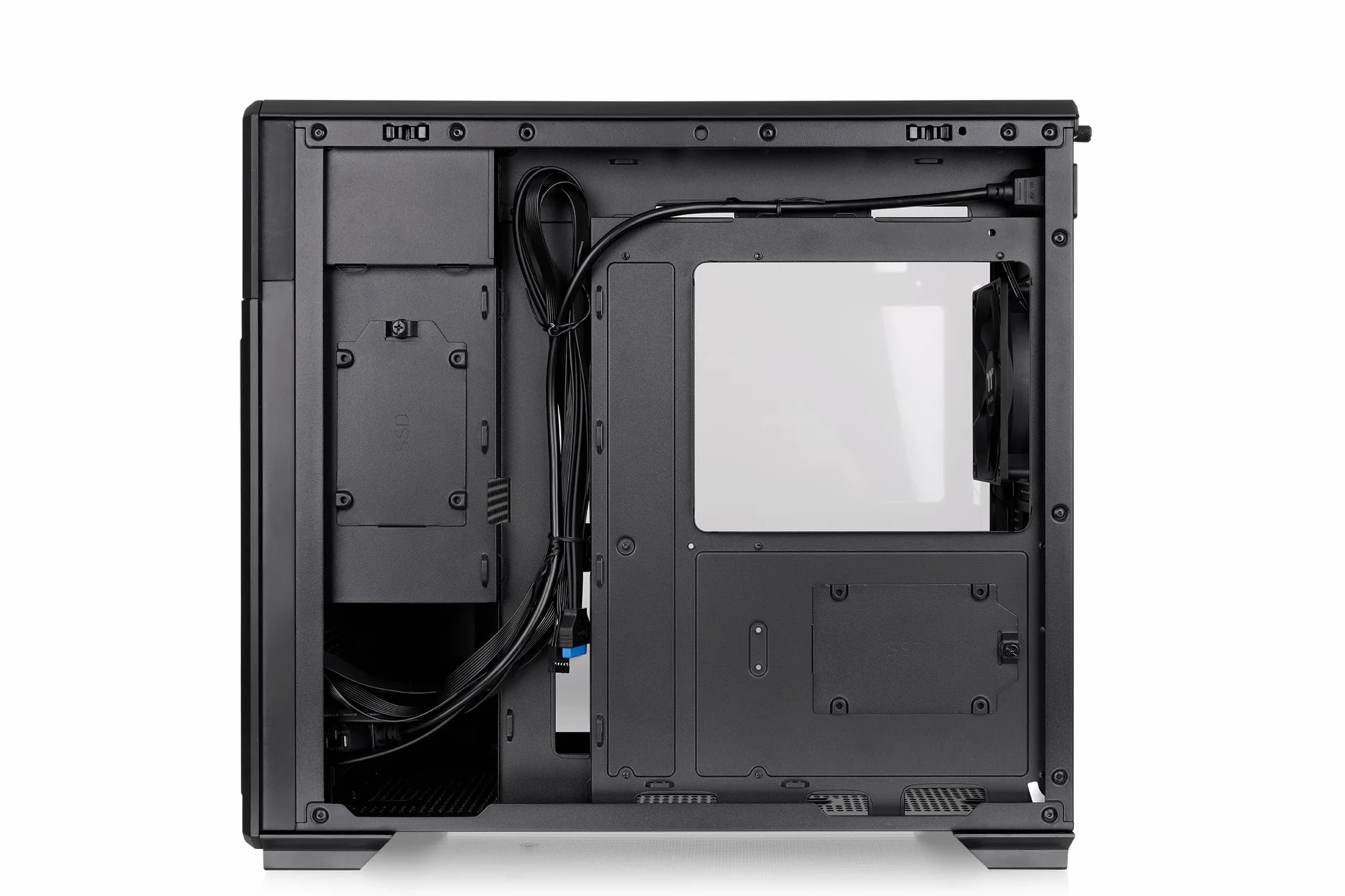 Thermaltake TR300 TG | Black | Tempered Glass | Power Extension Cord | 120mm Fan