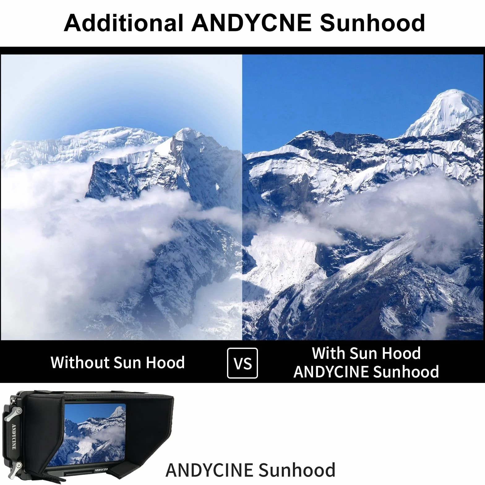 Klatka monitora ANDYCINE z osłoną przeciwsłoneczną kompatybilna z Atomos Ninja V/Ninja V+/Shinobi, wbudowanymi szynami Nato i zaciskiem kabla HDMI