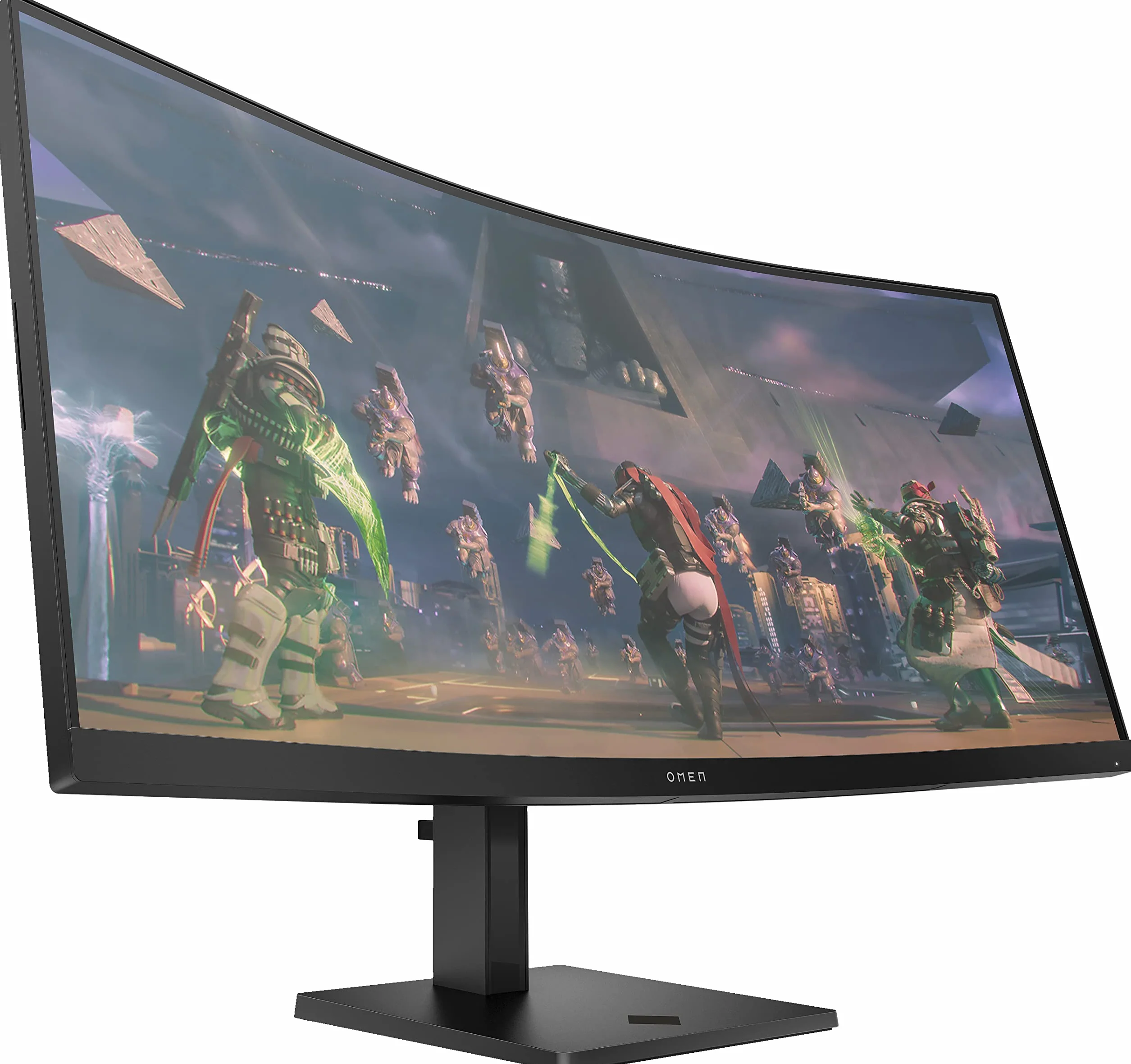 HP OMEN 34c Zakrzywiony ekran gamingowy 34" 165 Hz 1ms WQHD (3840 x 1440 pikseli, 21:9, antyrefleksyjny, regulowana wysokość, HDR, AMD Freesync Premium, wbudowane głośniki)
