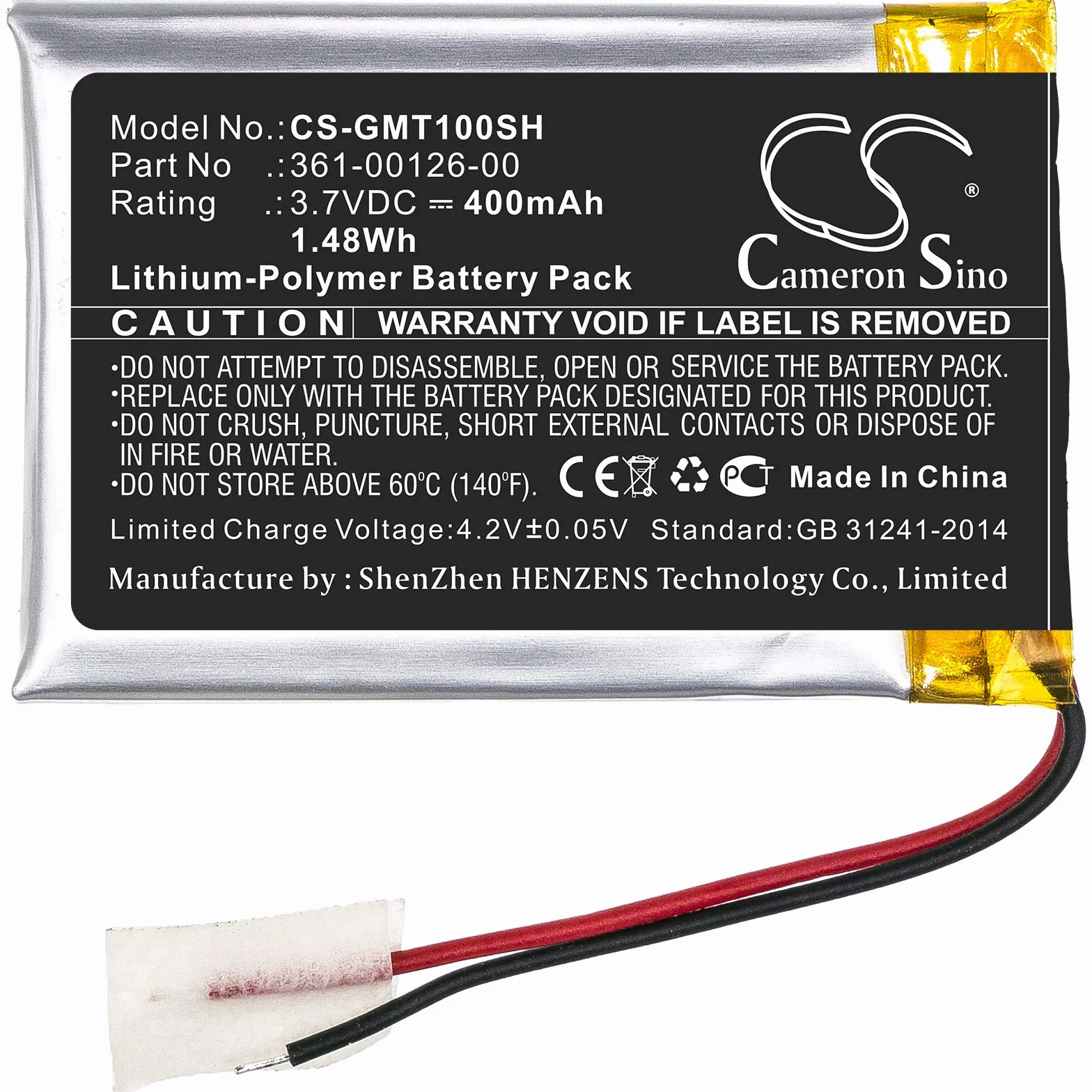 CS bateria zamienna do Garmin 010-02357-00, Fenix 6X, Fenix 6X Pro Solar, Tactix Delta 361-00126-00 400 mAh/1,48 Wh