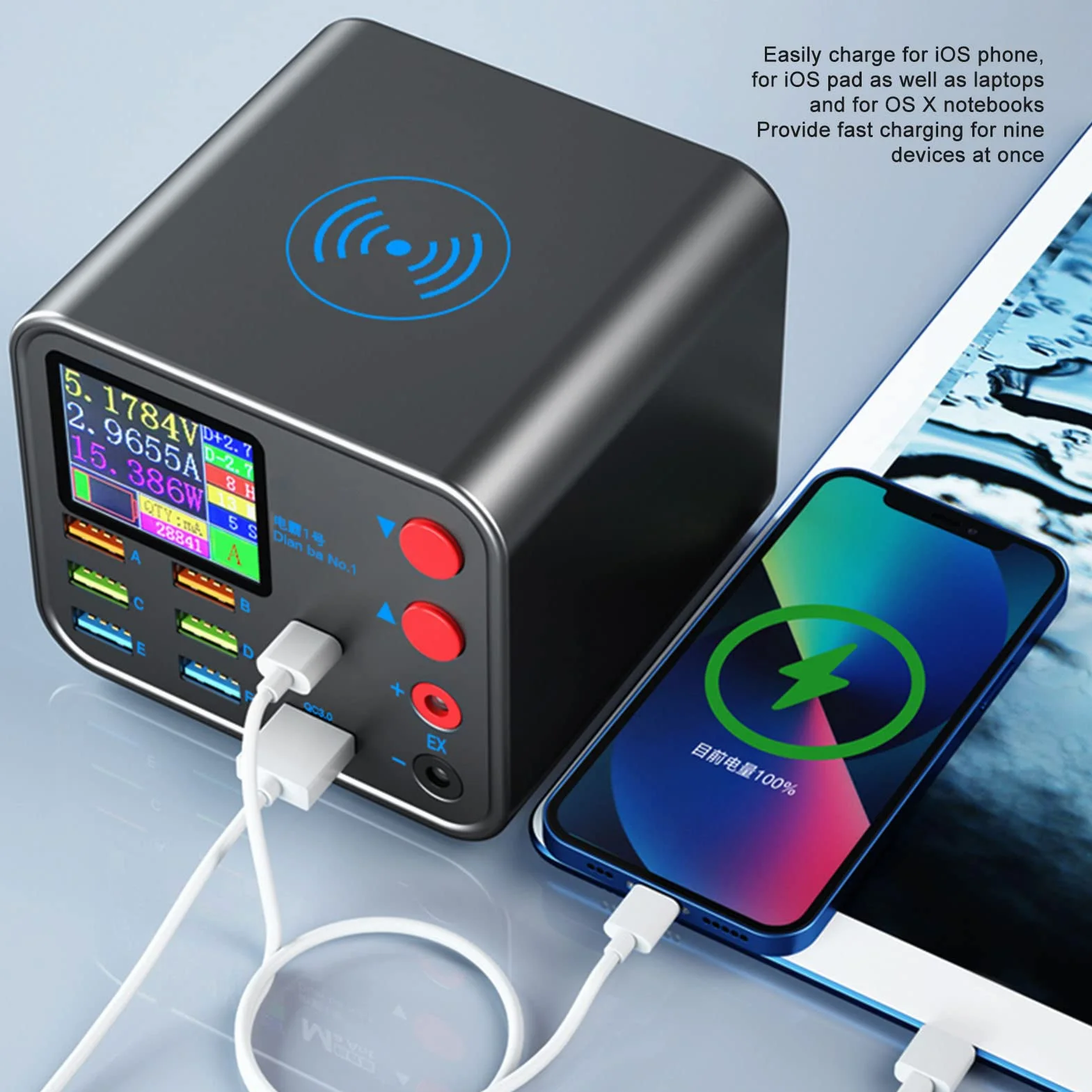 Ładowarka USB 8 Portów Stacja Ładowania Hub USB Wielofunkcyjny Zasilacz do Telefonu Tabletów Szybkie Ładowanie Bezprzewodowe Biuro Dom