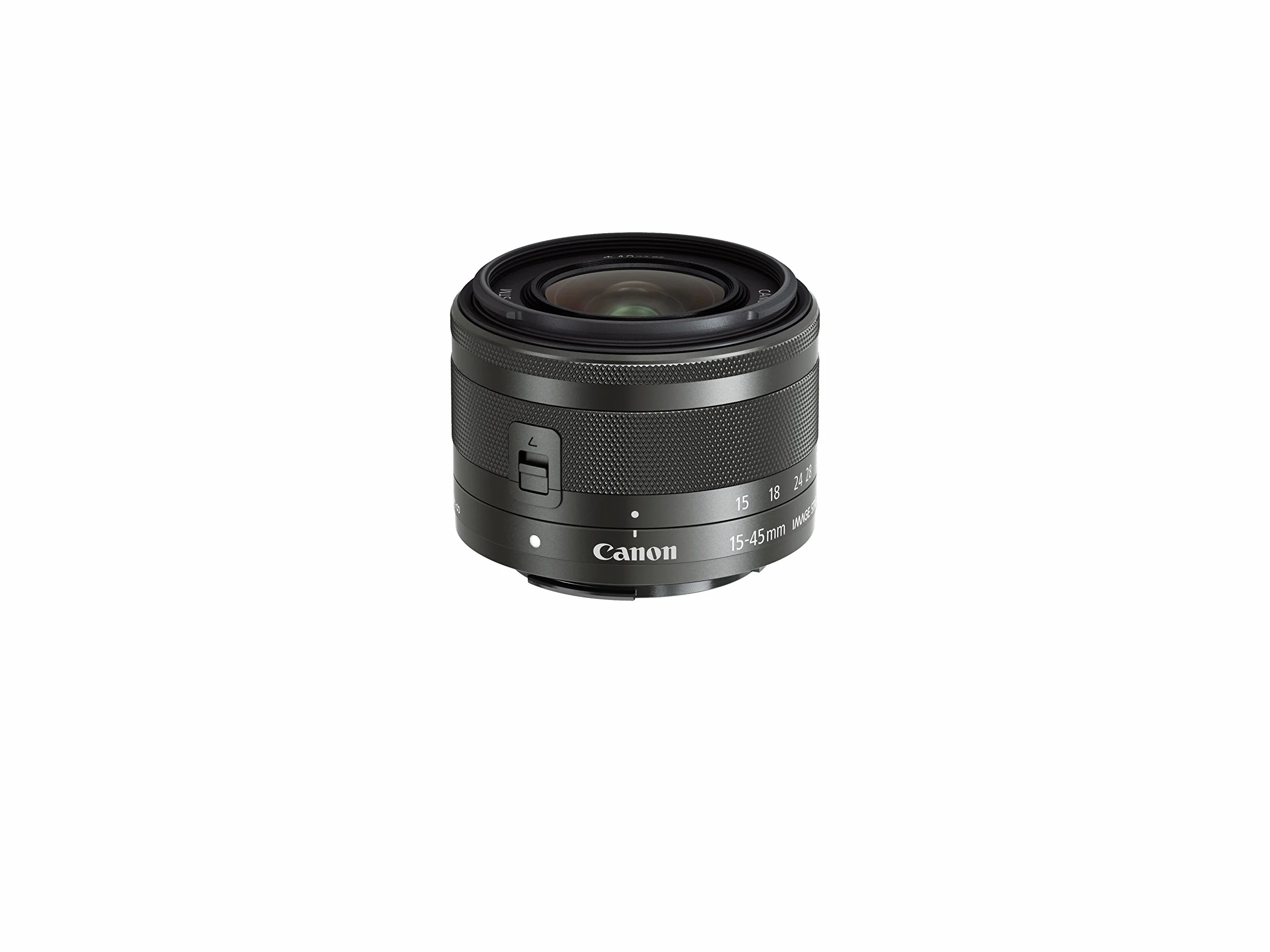 Canon Obiektyw zmiennoogniskowy EF-M 15-45 mm F3.5-6.3 IS STM szerokokątny obiektyw do EOS M (gwint filtra, 49 mm, stabilizator obrazu, autofokus), czarny
