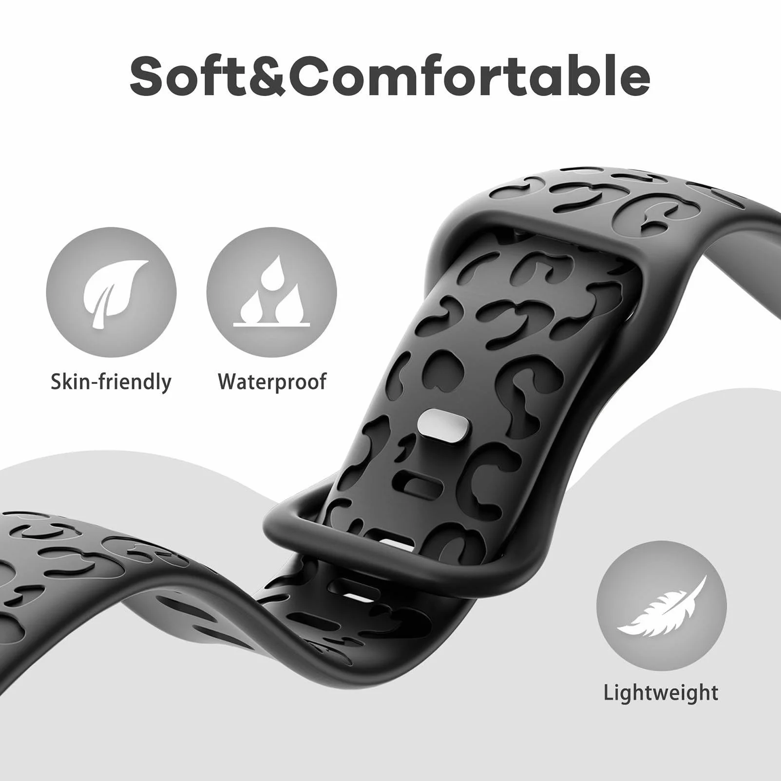 pasek do smartwatchy o szerokości 18 mm z grawerunkiem cętek lamparta, kompatybilny ze smartwatchami Garmin Venu 2S/Vivoactive 4S/Forerunner 55