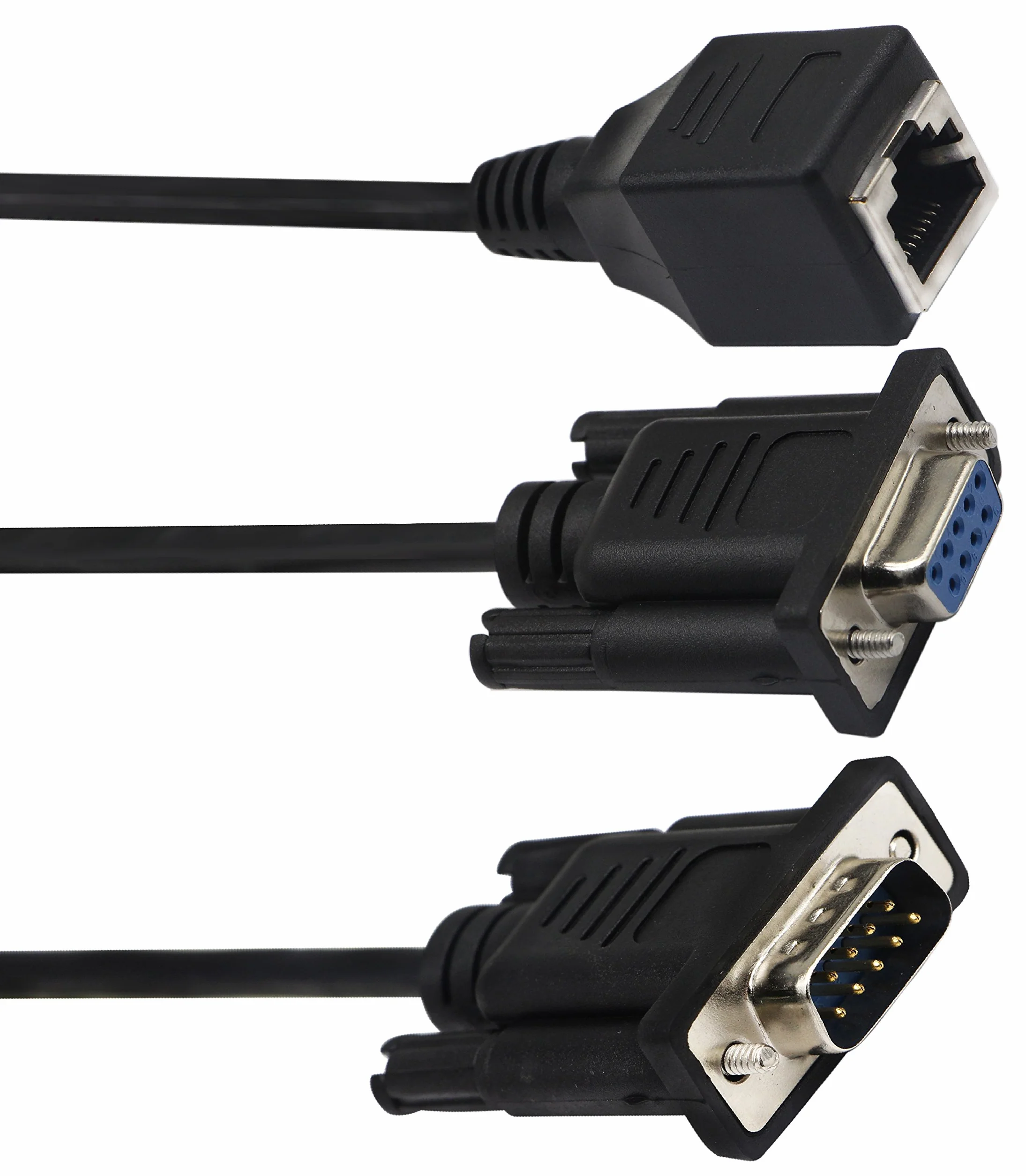 Kabel RJ45 do RS232, DB9 9-pinowy port szeregowy żeński i męski do RJ45 żeńska konsola Ethernet LAN Cat5/6 (18 cm/7 cali) 2 szt