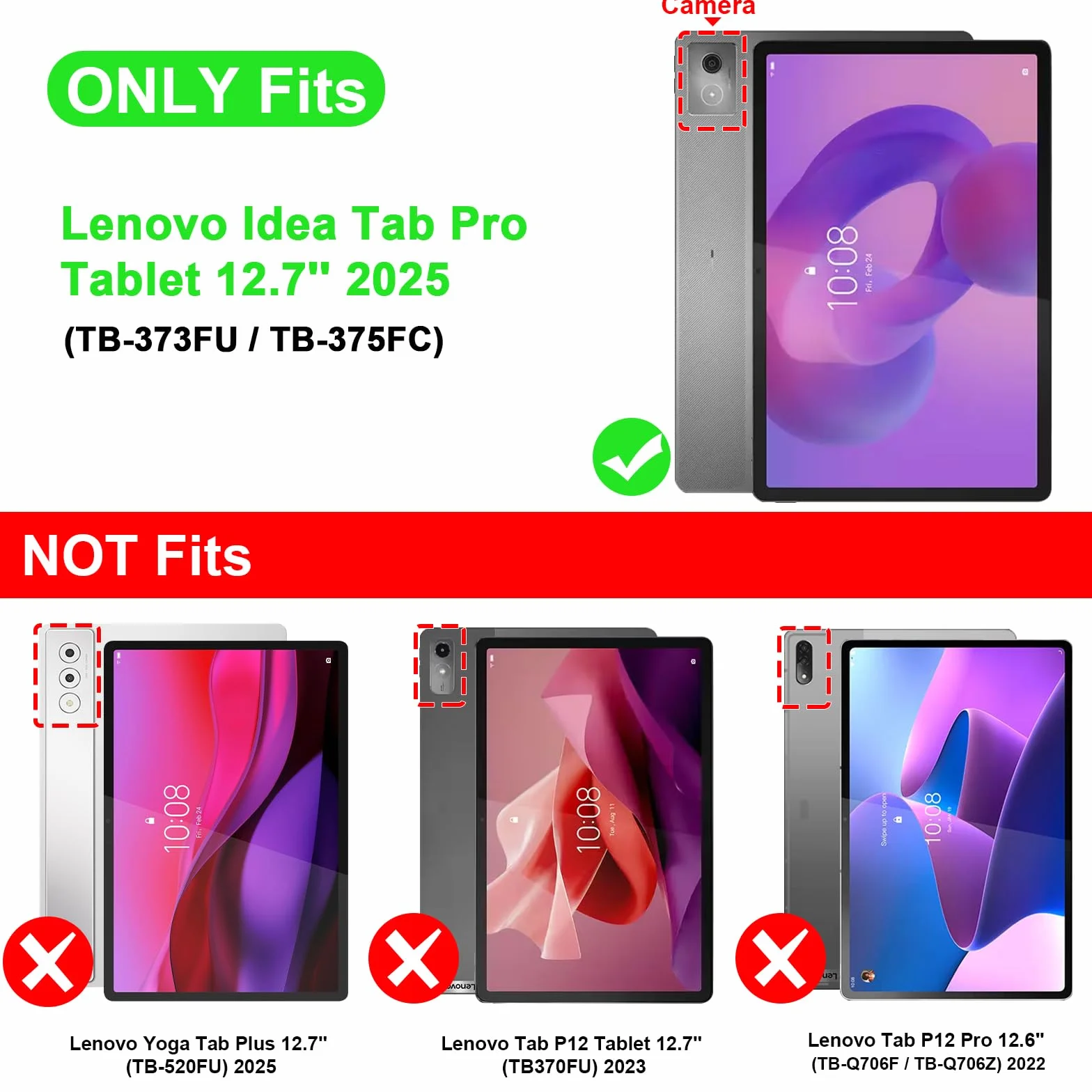 Fintie Etui do Lenovo Idea Tab Pro 12,7 cala 2025 (TB-373FU/ TB-375FC) - ultracienkie, miękkie etui ochronne z TPU z uchwytem na długopis i funkcją automatycznego wygaszenia/wybudzania, czarne