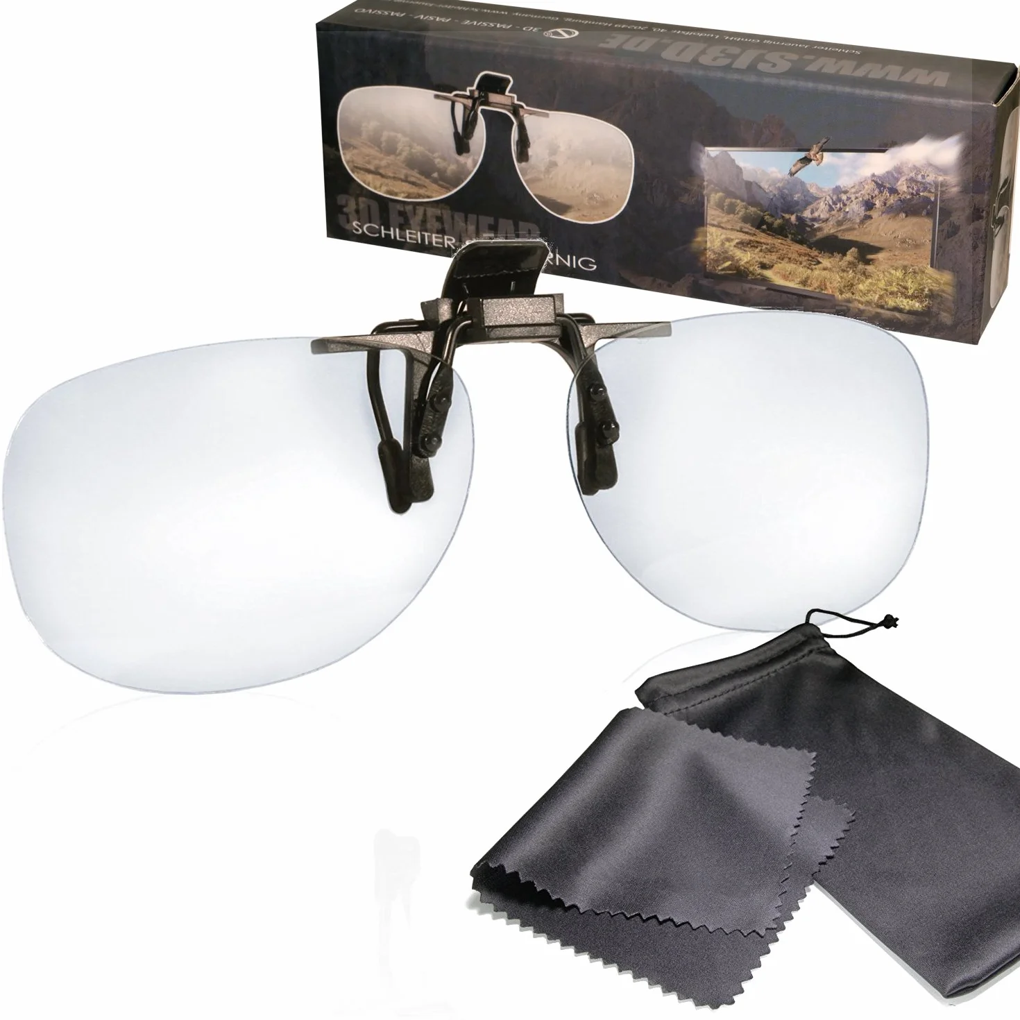SJ3D pasywne okulary 3D – okulary 3D Clip VERSION 1 - nasadka dla osób noszących okulary - okulary polaryzacyjne polaryzacyjne - do kina 3D i TV: LG Cinema 3D Philips Easy 3D Telefunken Toshiba 3D