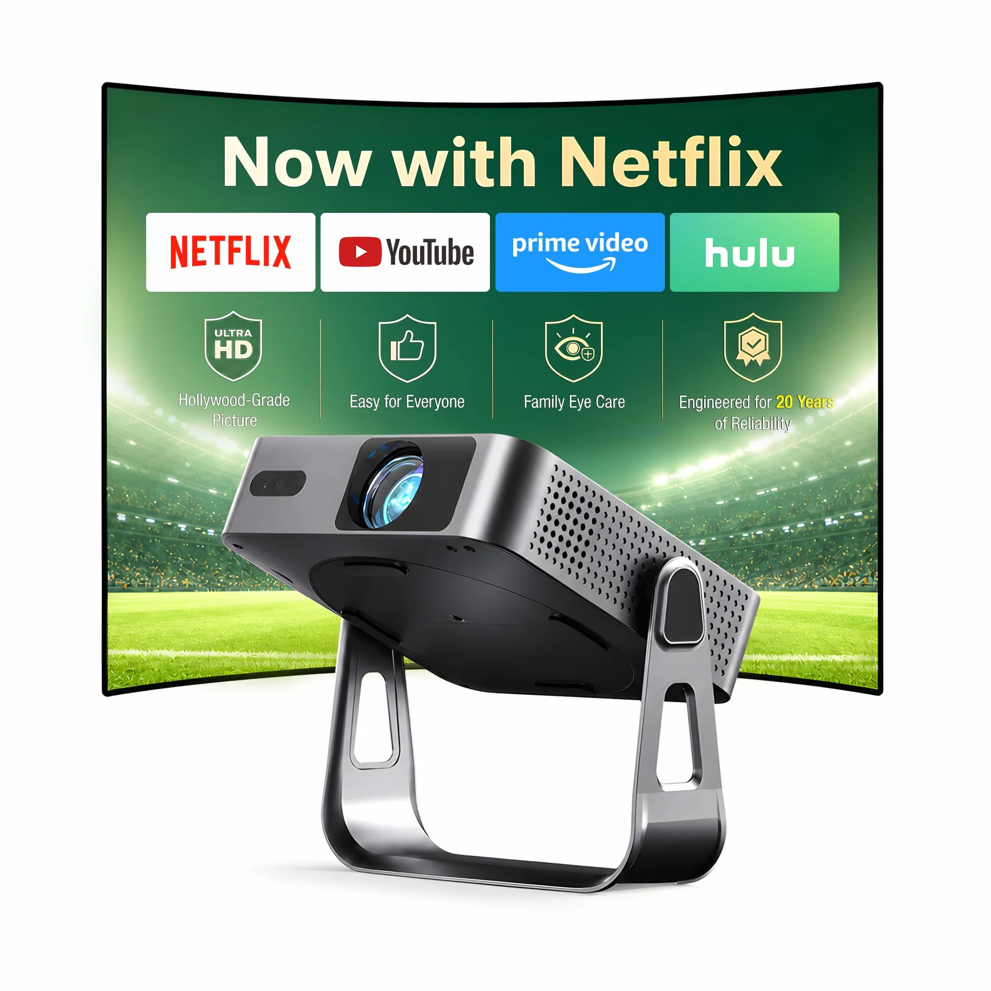 Oficjalnie licencjonowana aplikacja i natywny projektor 1080p: najcieńszy inteligentny mini obiektyw 4,60 cm z WiFi i Bluetooth, automatyczne ustawianie ostrości i keystone, przenośny projektor