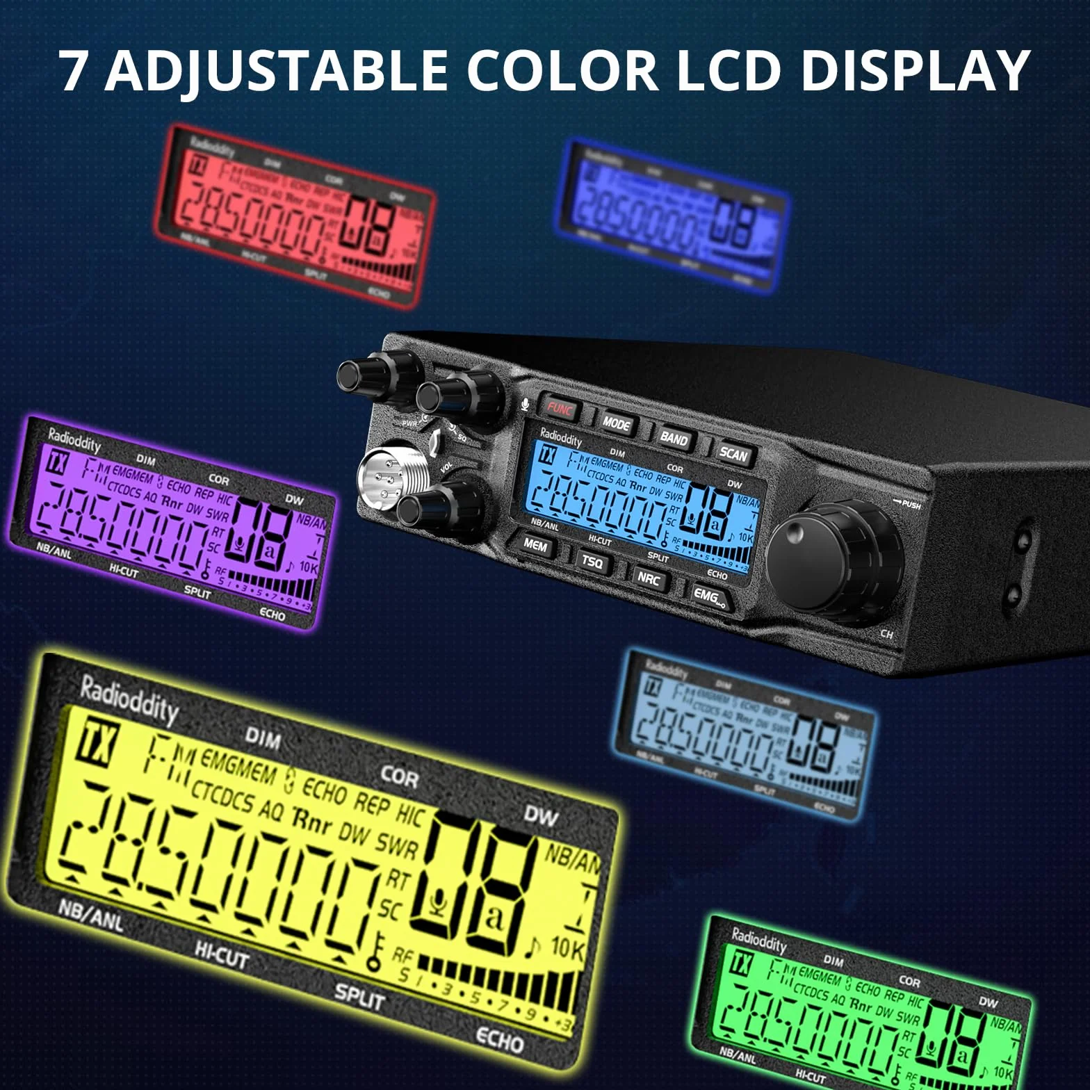 Radioddity QT80 radio 10 m, 80 W, wysokowydajne radioamatorskie urządzenie radiowe, SSB/AM/FM/PA z redukcją szumów RX i TX, CTCSS/DCS, ASQ, alarm SWR