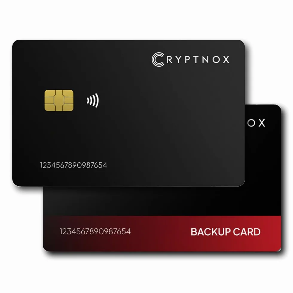 NFC sprzętowy portfel kryptowalut, zimny portfel, zestaw 2 kart | Cold storage z samokontrolą na bezbateryjnej karcie NFC z kopią na drugiej karcie, bez zapisywania frazy seed