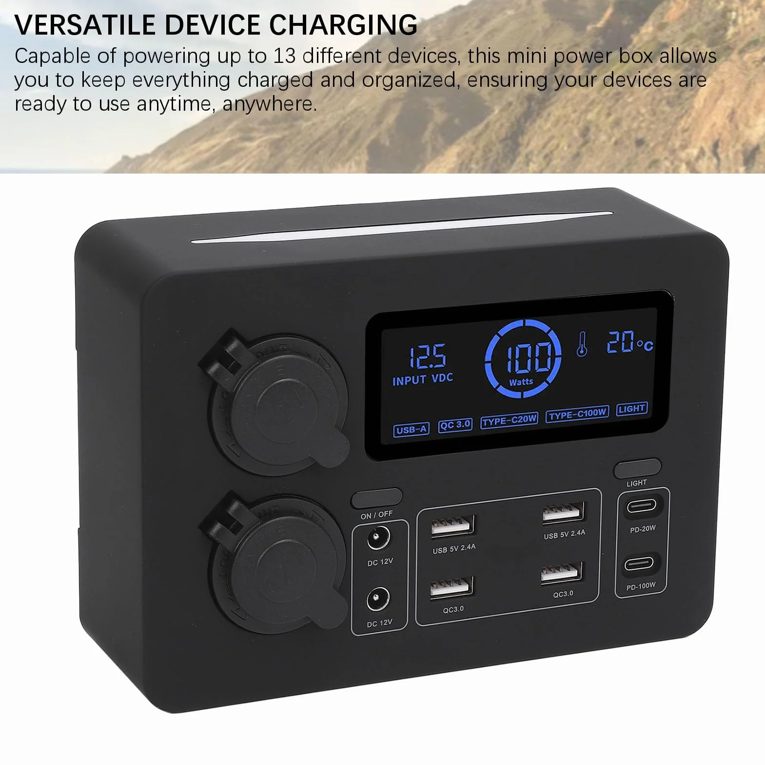 12V Pasuje do Mini Zasilacza Wydajna ładowarka do Wielu urządzeń z Wyświetlaczem LCD Podróży Samochodem RV Boat Przenośna Konstrukcja