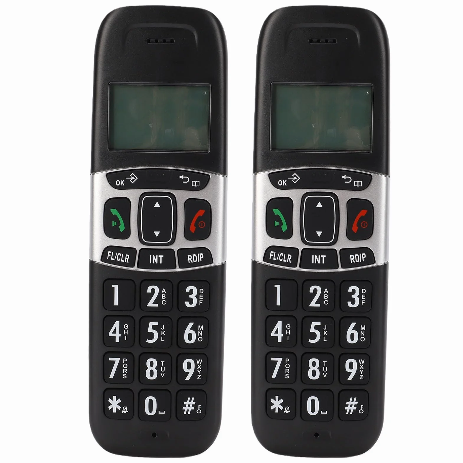 Fabater Telefon Bezprzewodowy z Dwiema Słuchawkami i wygodną książką telefoniczną. Bezpieczne Rozmowy DECT 6.0 do Użytku osobistego. ABS Trwały (wtyczka UE)