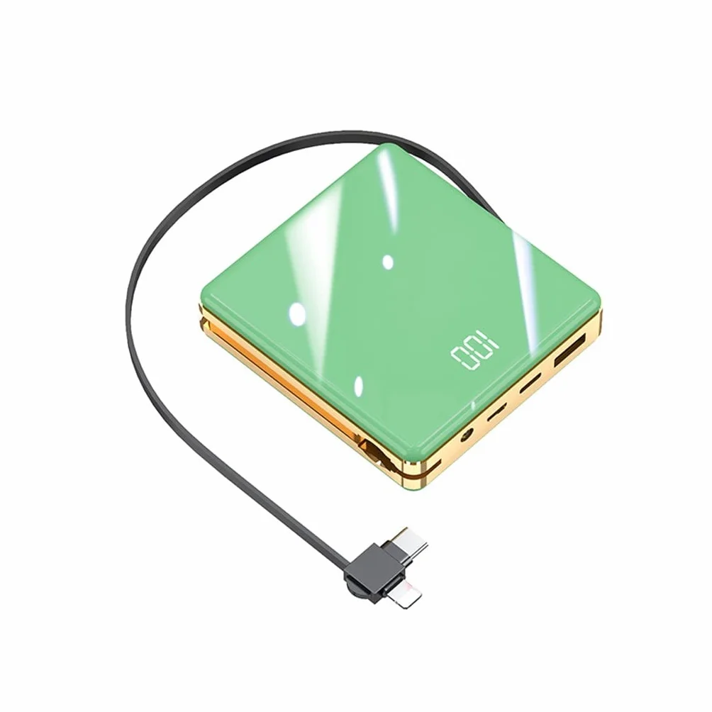 Powerbank Trzy w jednym Powerbank z własnym kablem 20000mAh szybkie ładowanie przenośny zasilacz (kolor: zielony, rozmiar: 20000mAh)