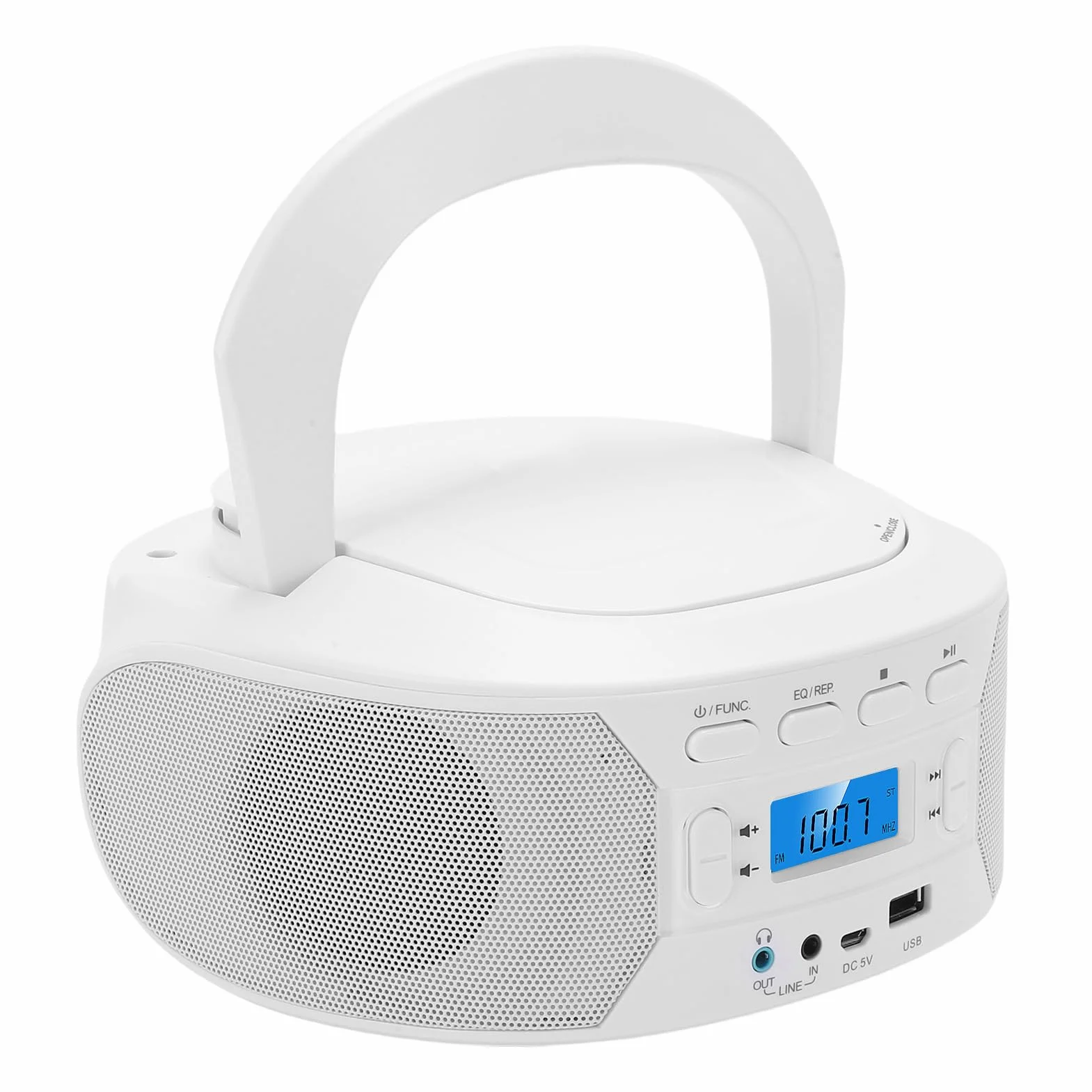 Przenośny Odtwarzacz CD z Bluetooth, USB i Radiem FM |Wielofunkcyjny Boombox do Odtwarzania Plików MP3 i Wejściem AUX |Osobisty Zestaw Stereo do Użytku w Domu, w Podróży i na (wtyczka UE)