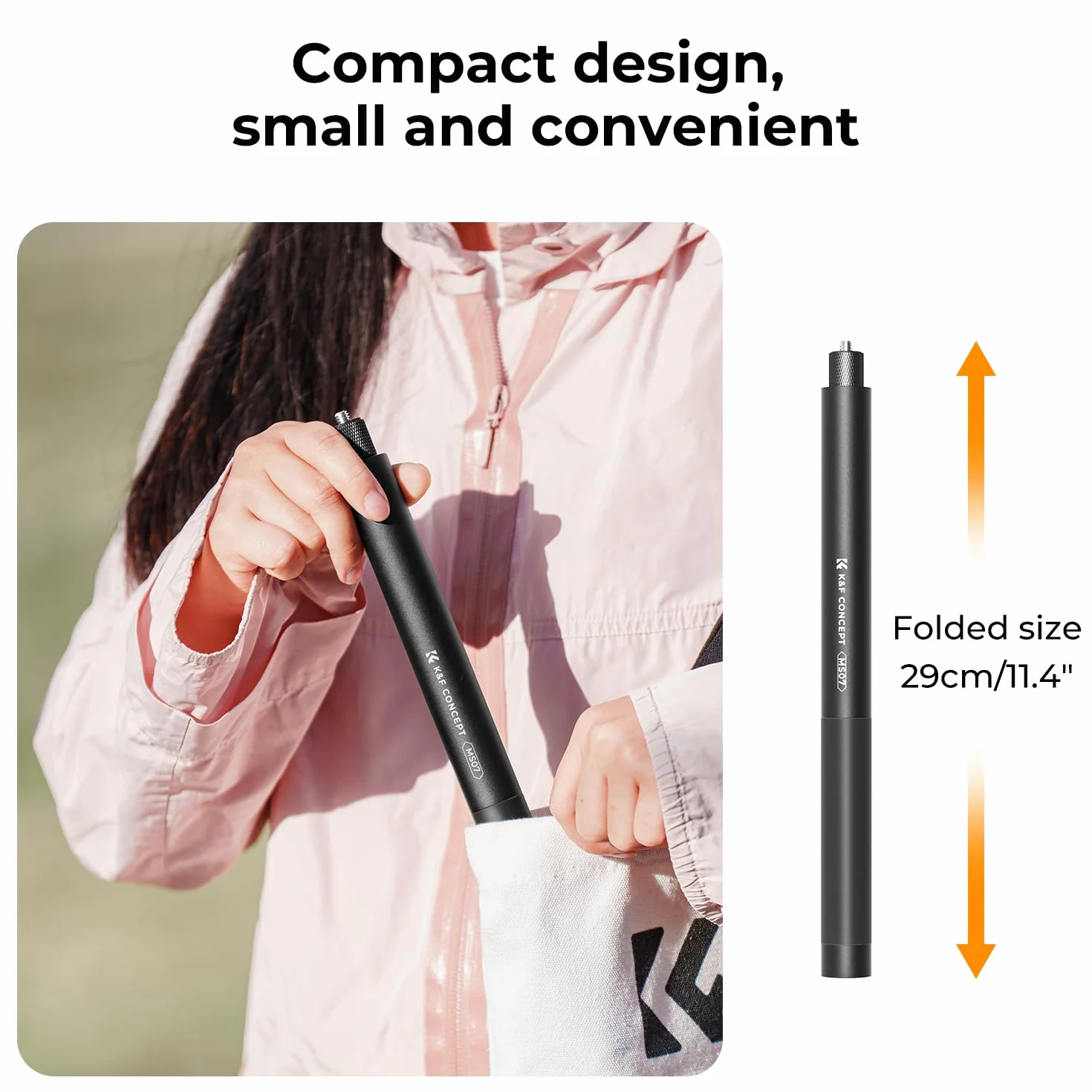 K&F CONCEPT Monopod Selfie Stick 153cm, kijek do selfie MS07, aluminiowy drążek przedłużający ze złączem 1/4”, kompatybilny z DJI Osmo, Insta360 Ace X5 X4 X3 ONE, Go Pro Hero 12 11 10 9 8 7