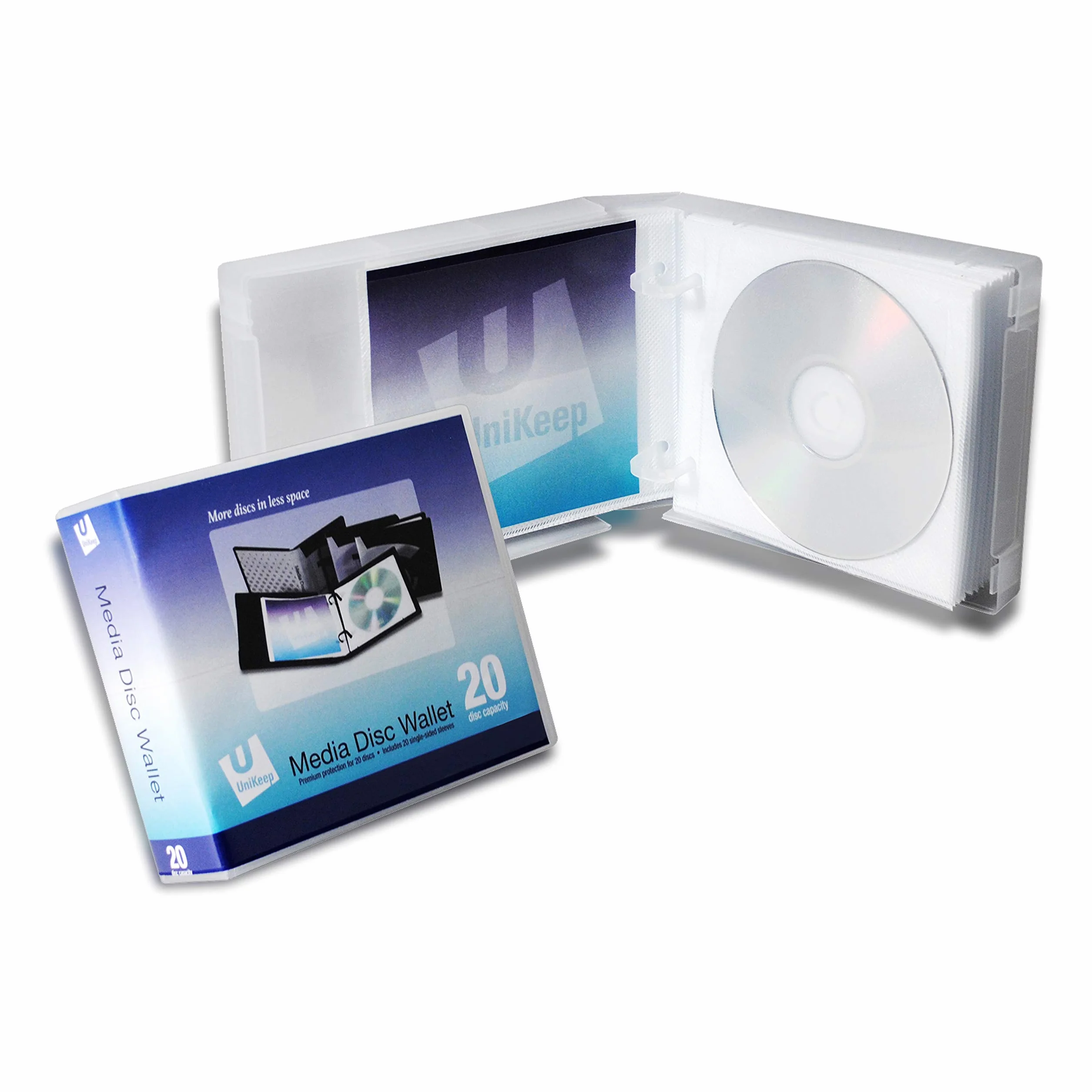 Unikeep Disc 20 CD/DVD Wallet (przezroczysty) ze stronami - zestaw 3 szt