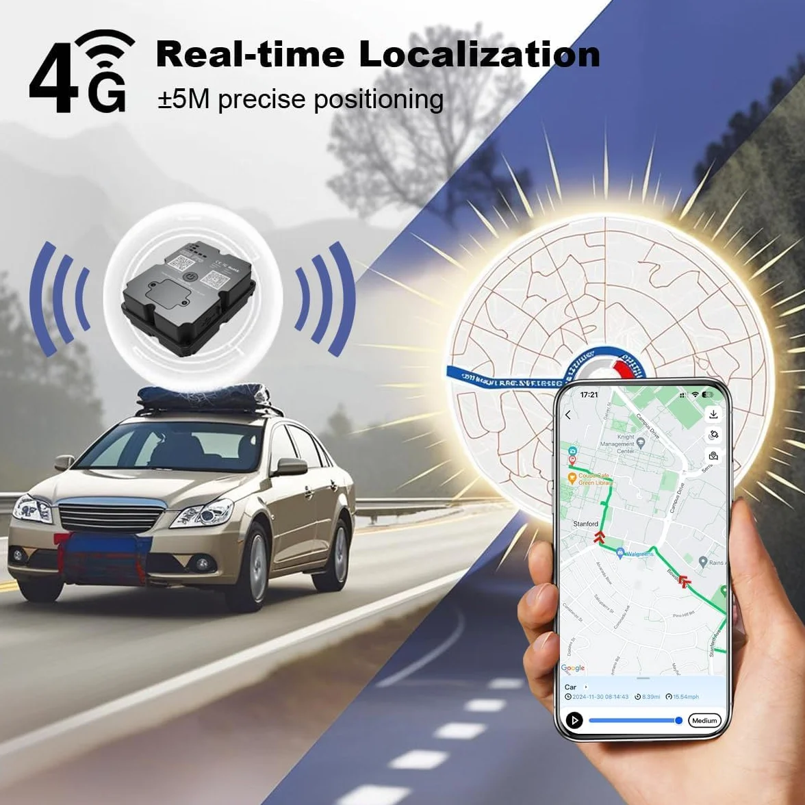 Tracker GPS do pojazdów, 100% wodoszczelny, magnetyczny, 4G LTE, długi czas pracy akumulatora 2-7 miesięcy, nieograniczony dystans, wymagana subskrypcja, wiele ostrzeżeń, ukryty tracker