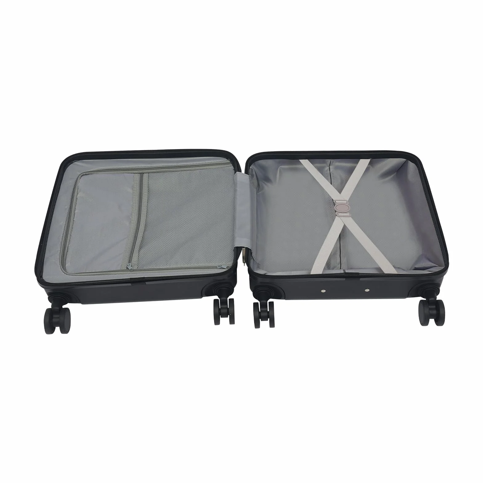 Walizka kabinowa 18″ z 3-cyfrowym zamkiem kodowym, przegródki na laptopa, port USB, uchwyt na napoje, ciche kółka obrotowe, wózek podróżny i biznesowy, czarny