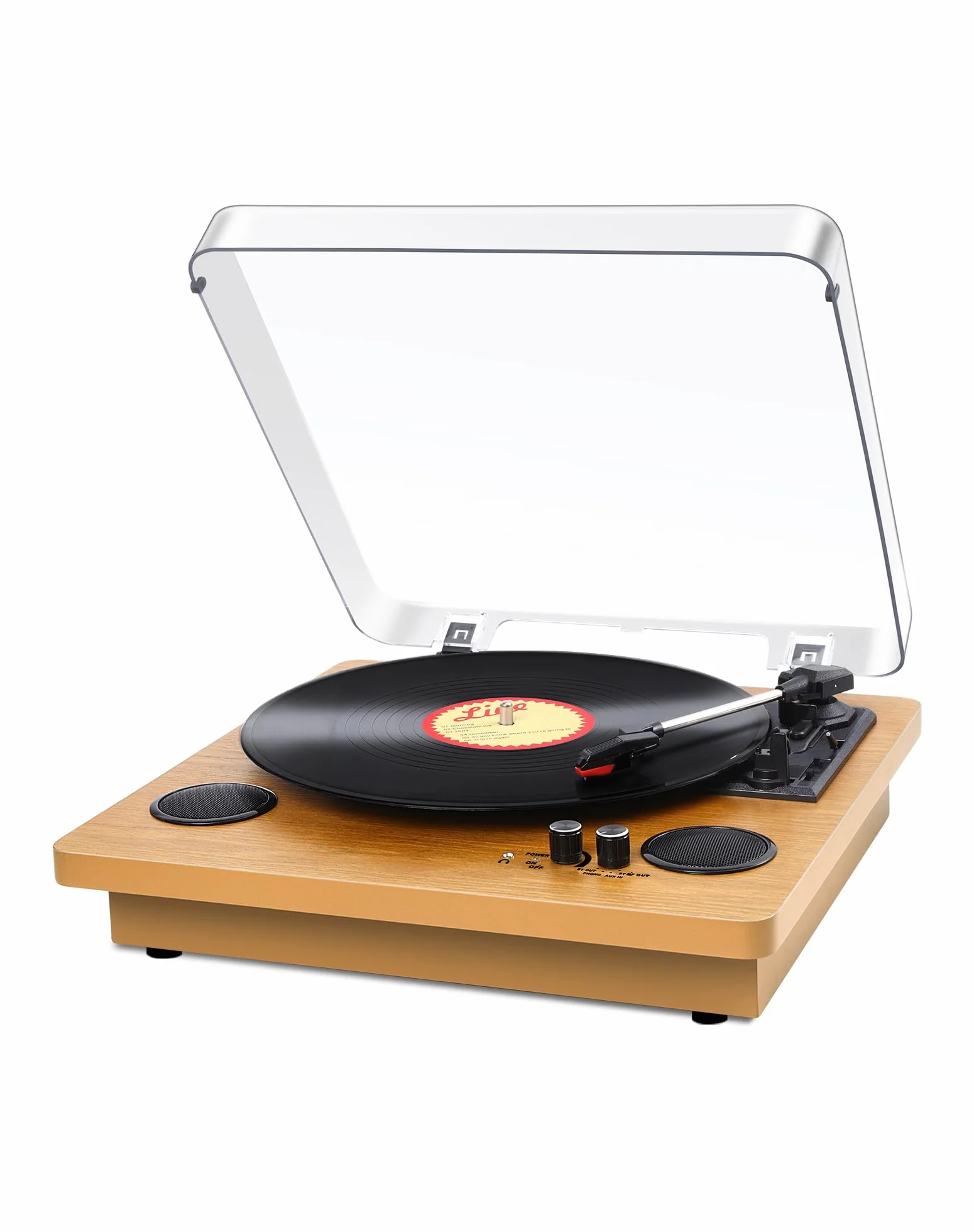 VIFLYKOO Gramofon Bluetooth 5.4,Gramofon z 2 Głośnikami Stereo, Bezprzewodowy 3-biegowy 33/45/78 obr./min, Retro Gramofony Obsługuje Wejście Słuchawkowe/Wejście AUX/Wyjście RCA/USB