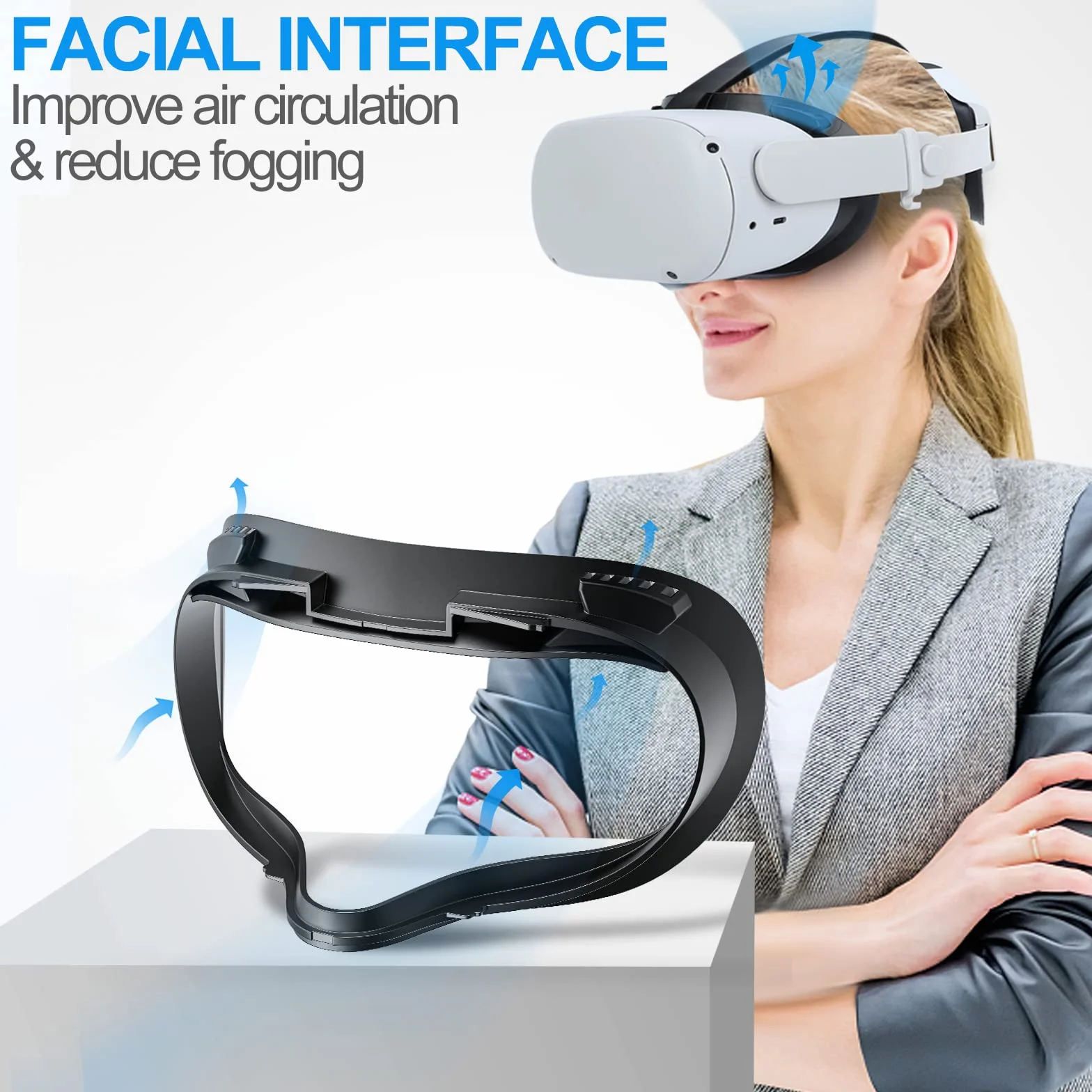SUPERUS Interfejs twarzy i podkładka na twarz dla Oculus Quest 2, odporna na pot poduszka z pianki PU - akcesoria VR dla Meta Quest 2