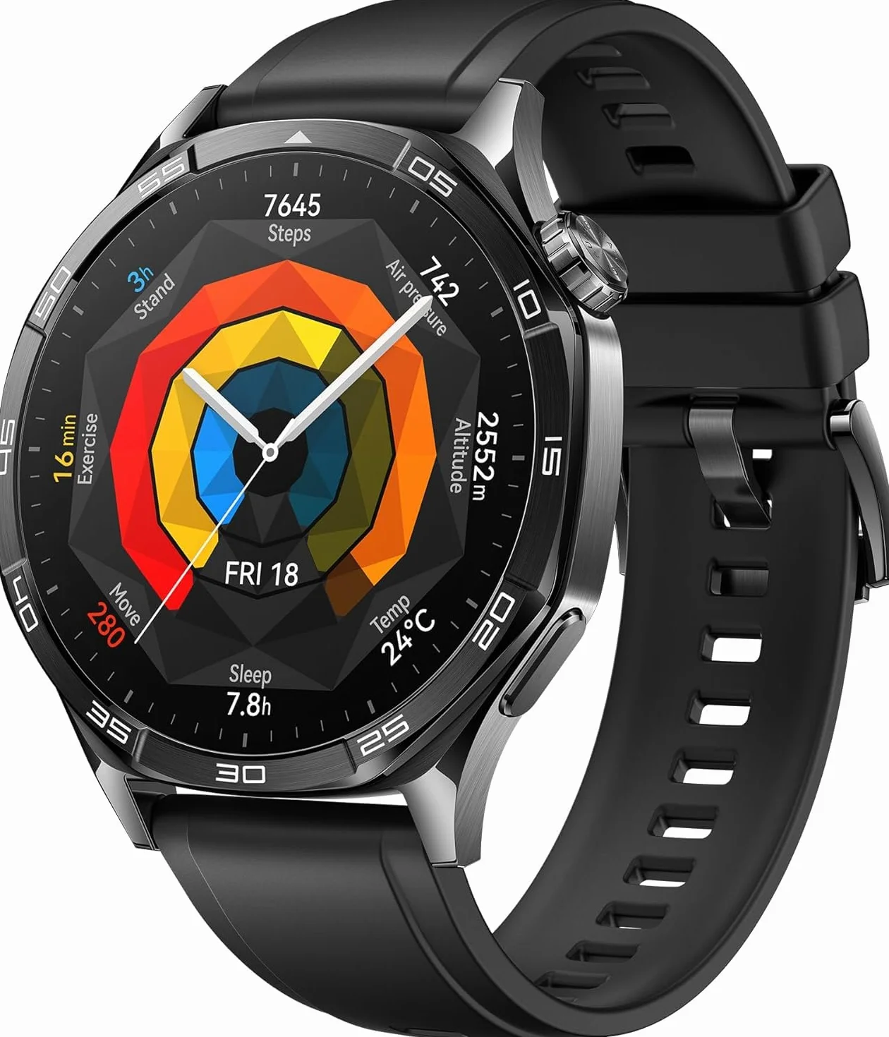 HUAWEI WATCH GT 5 46 mm, śledzenie stanu zdrowia, żywotność baterii do 14 dni, kompatybilność z iOS i Androidem, czarny