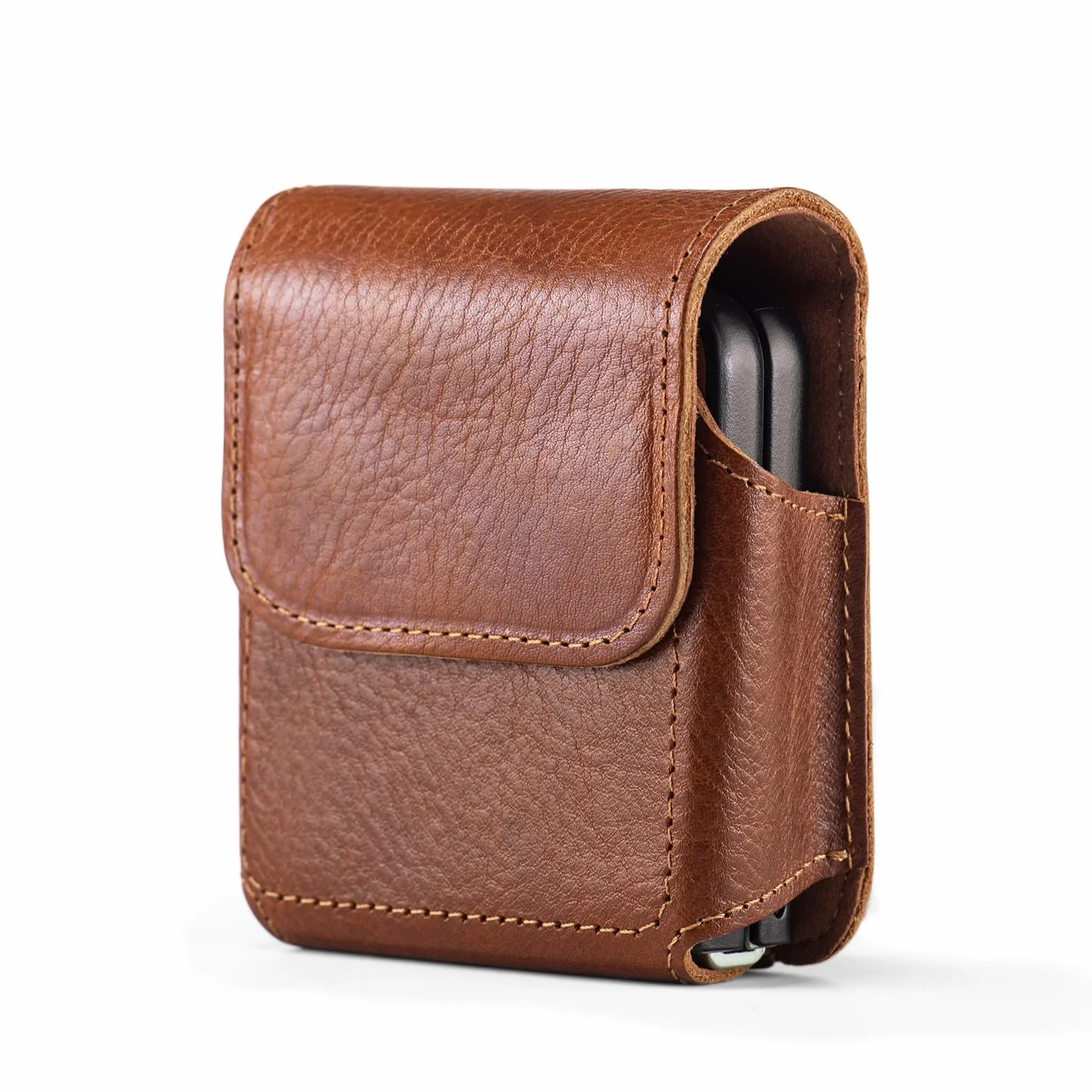 Etui na pasek z prawdziwej skóry, pokrowiec na pasek pasuje do Samsung Galaxy Z Flip7 / Z Flip6 / Z Flip5 / Z Flip4 / Z Flip3 / Motorola Razr, z klamrą do paska i szlufką, uchwyt na telefon